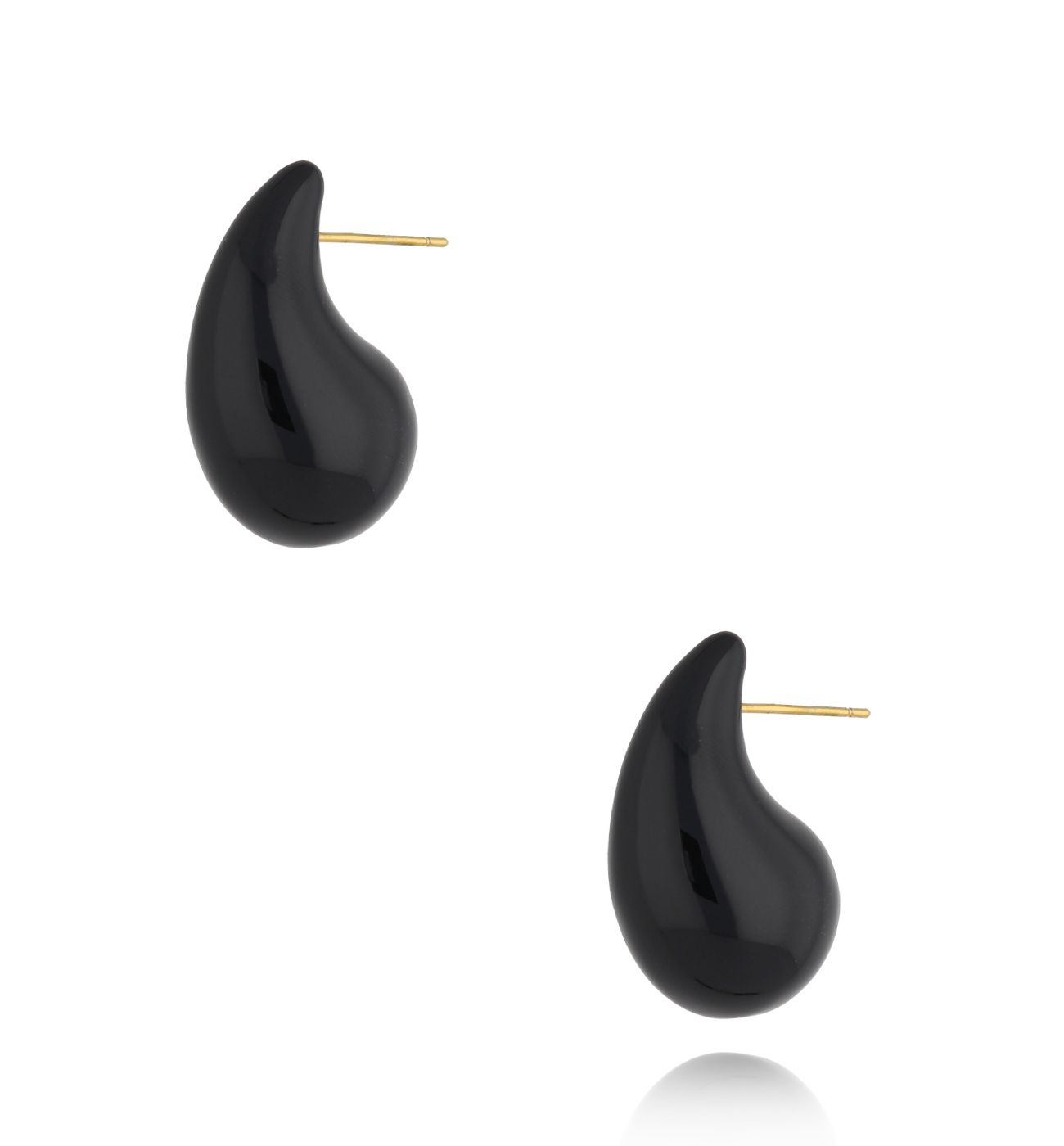 Kolczyki czarne łezki duże Enamel Kyile - By Dziubeka