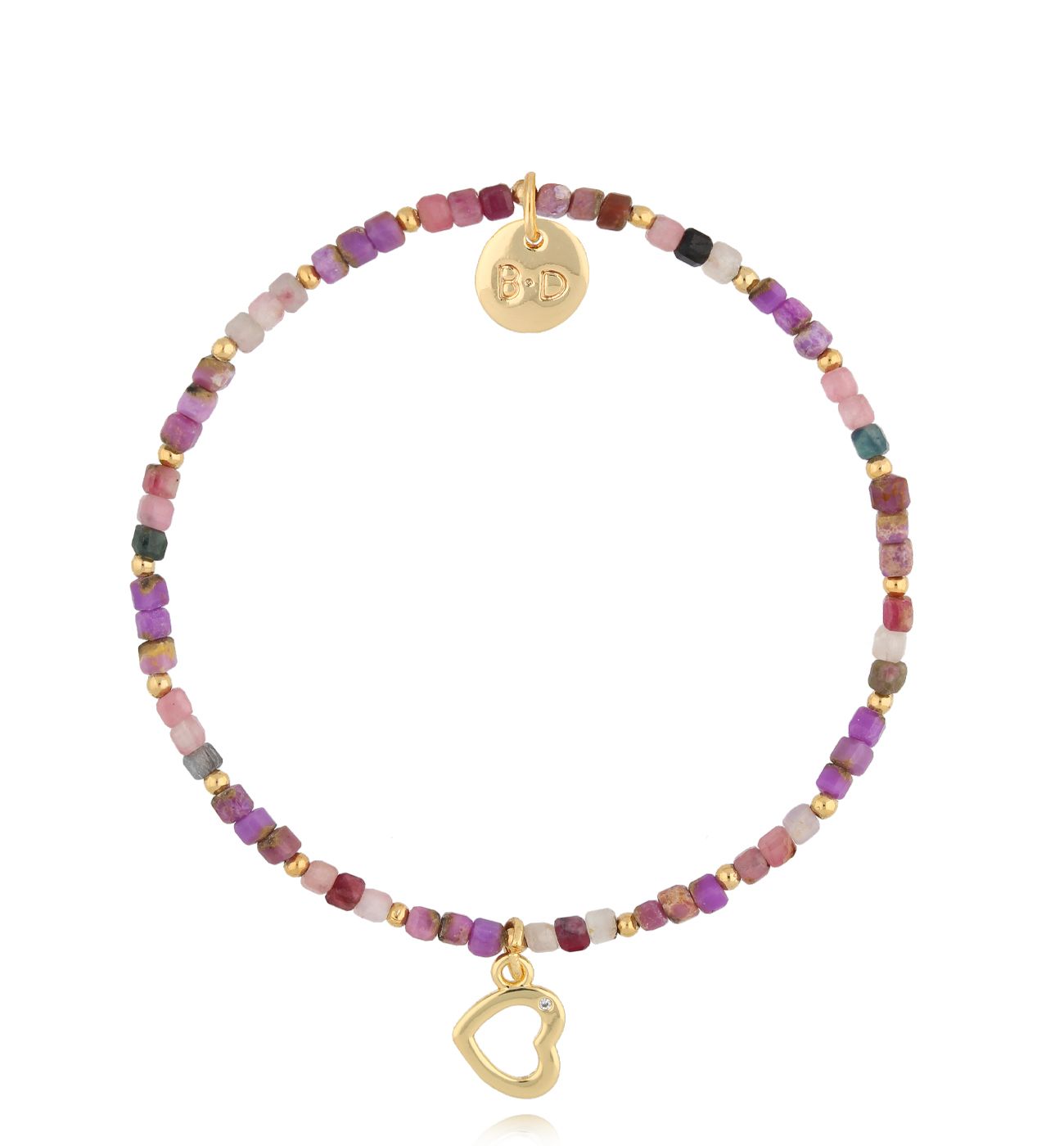 Bransoletka fioletowa z sercem Nigreos - By Dziubeka