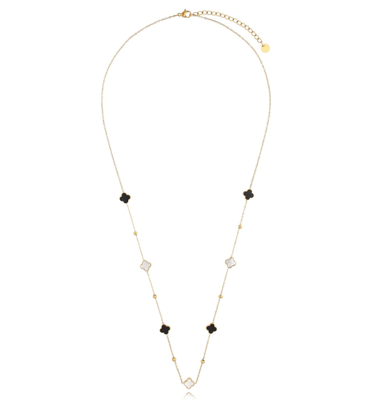 Naszyjnik z koniczynkami długi z emalią Heureux NSA1279