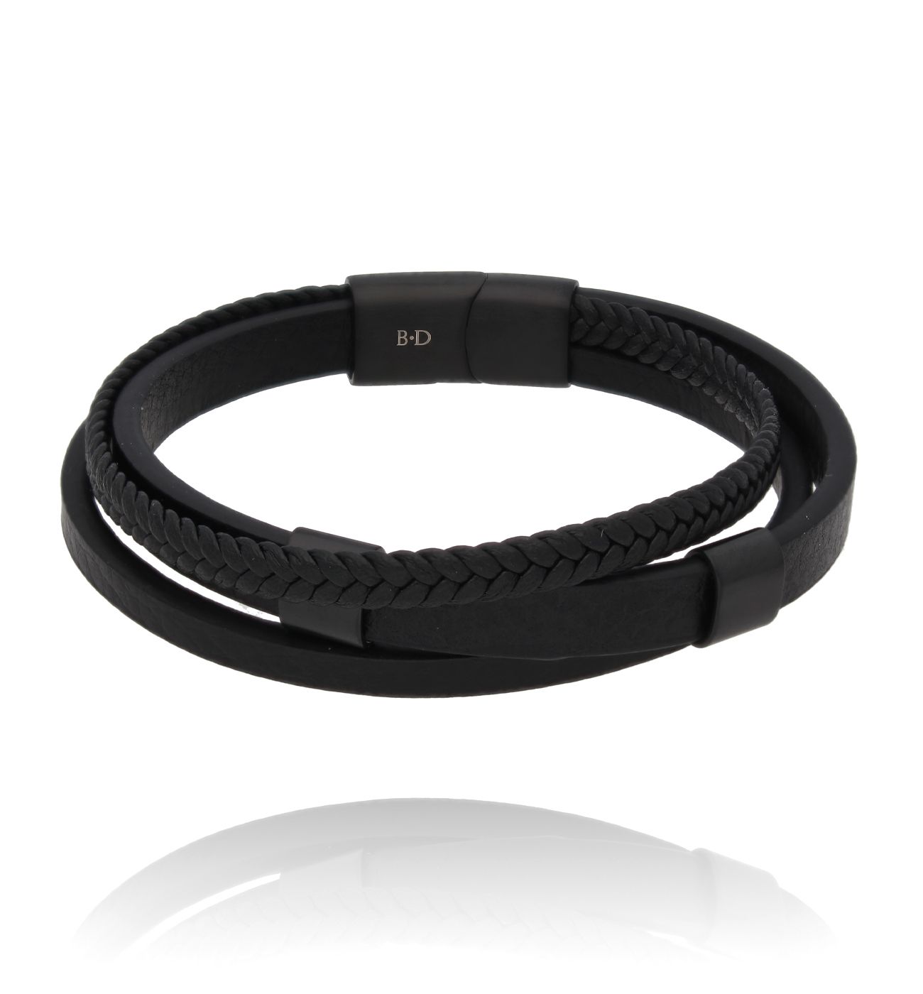 Bransoletka męska skórzana czarna 78 - By Dziubeka
