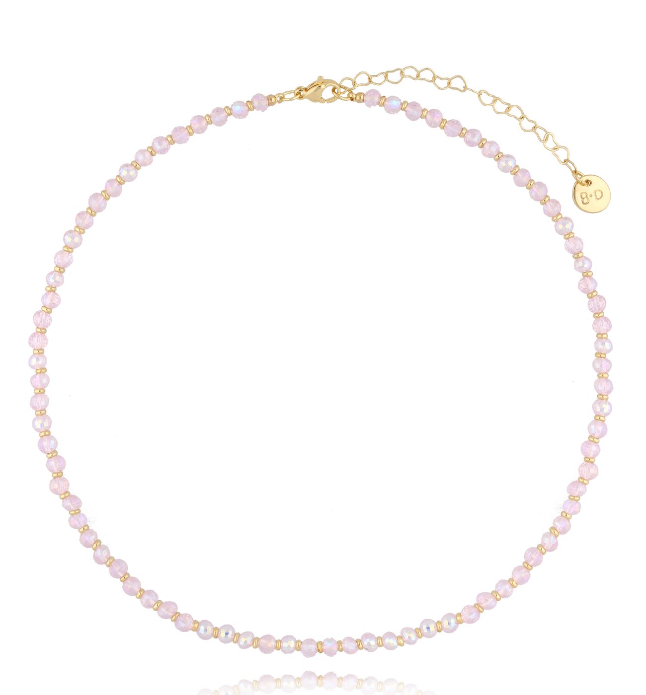 Naszyjnik różowy z kryształkami Baby Pink - By Dziubeka