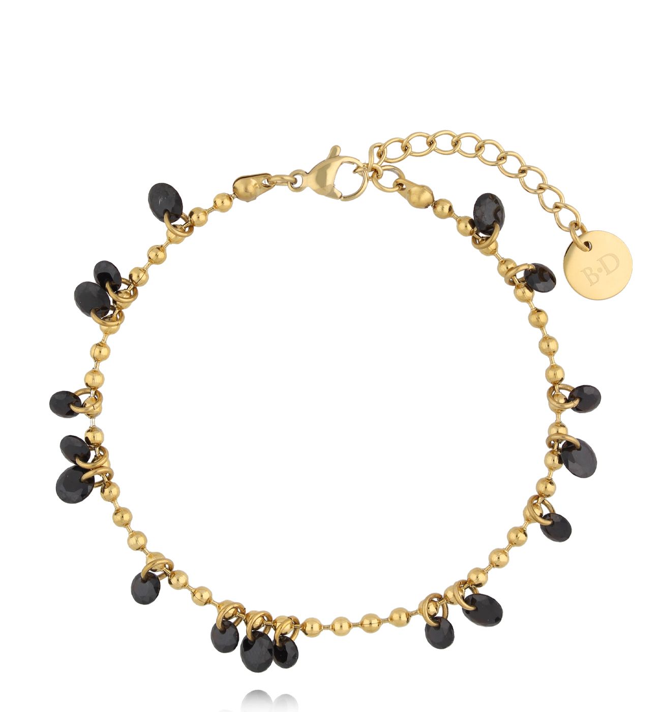 Bransoletka złota z czarnymi kryształkami BSY0128