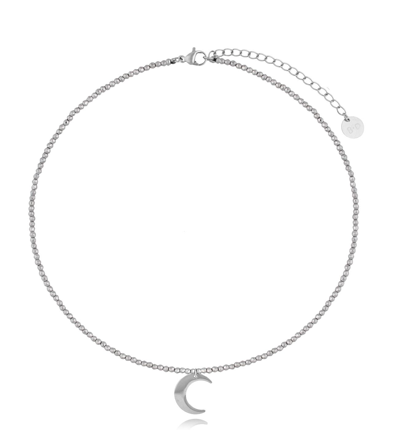 Naszyjnik z hematytami i srebrnym księżycem - By Dziubeka