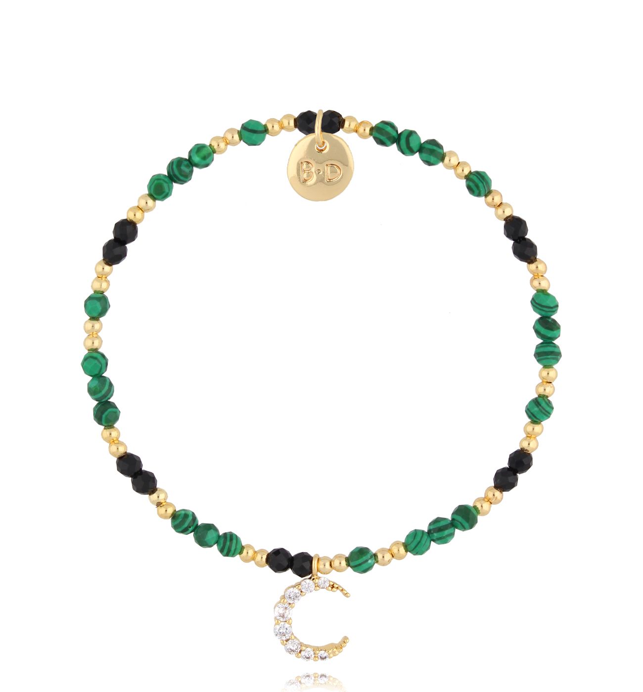 Bransoletka zielono czarna z księżycem Tone - By Dziubeka