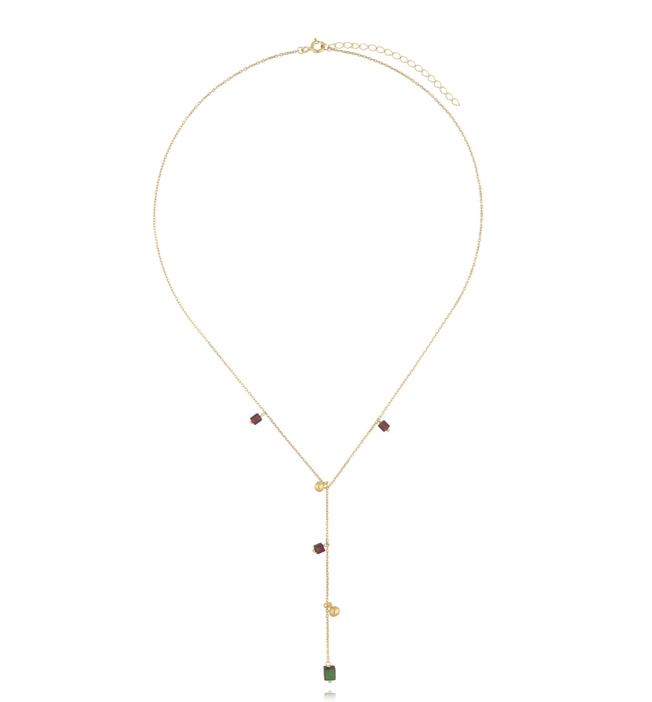 Naszyjnik złoty z krawatką i hematytami - By Dziubeka