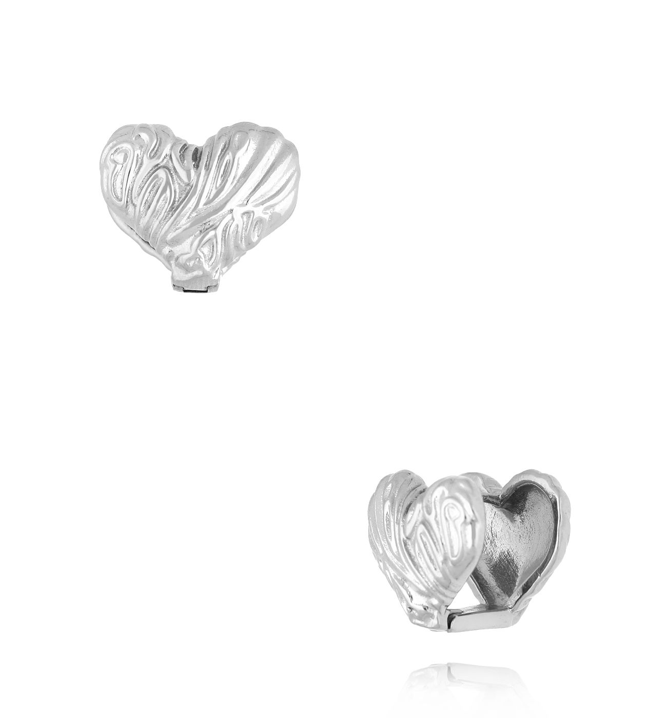 Kolczyki gniecione serca srebrne KSA2239