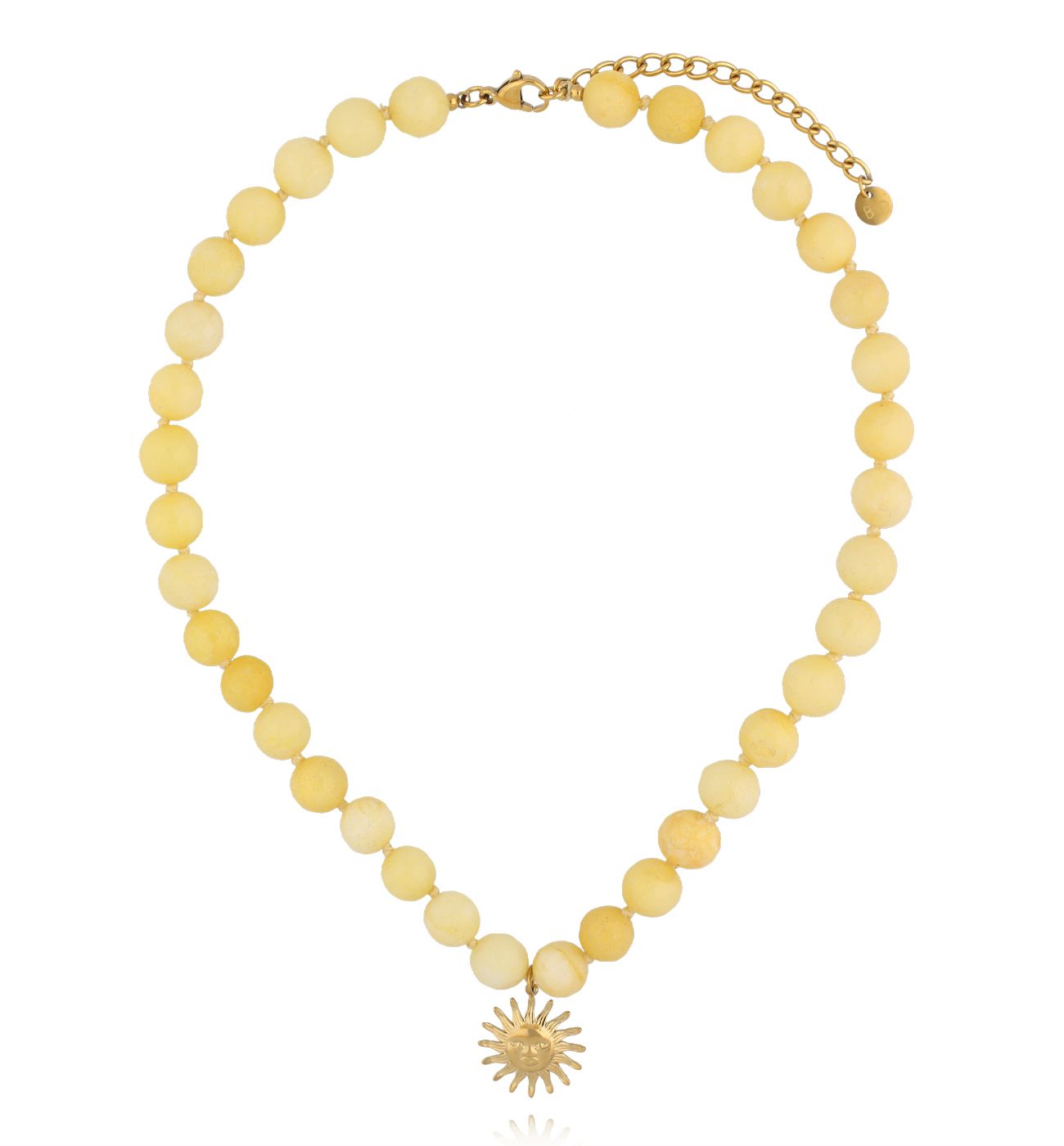 Naszyjnik z żółtymi jadeitami i słońcem - By Dziubeka