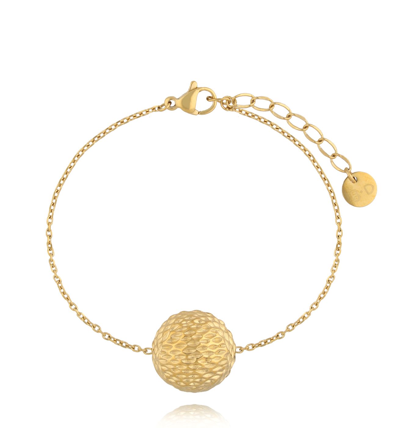 Bransoletka złota z dużym fakturowanym dyskiem BSY0432