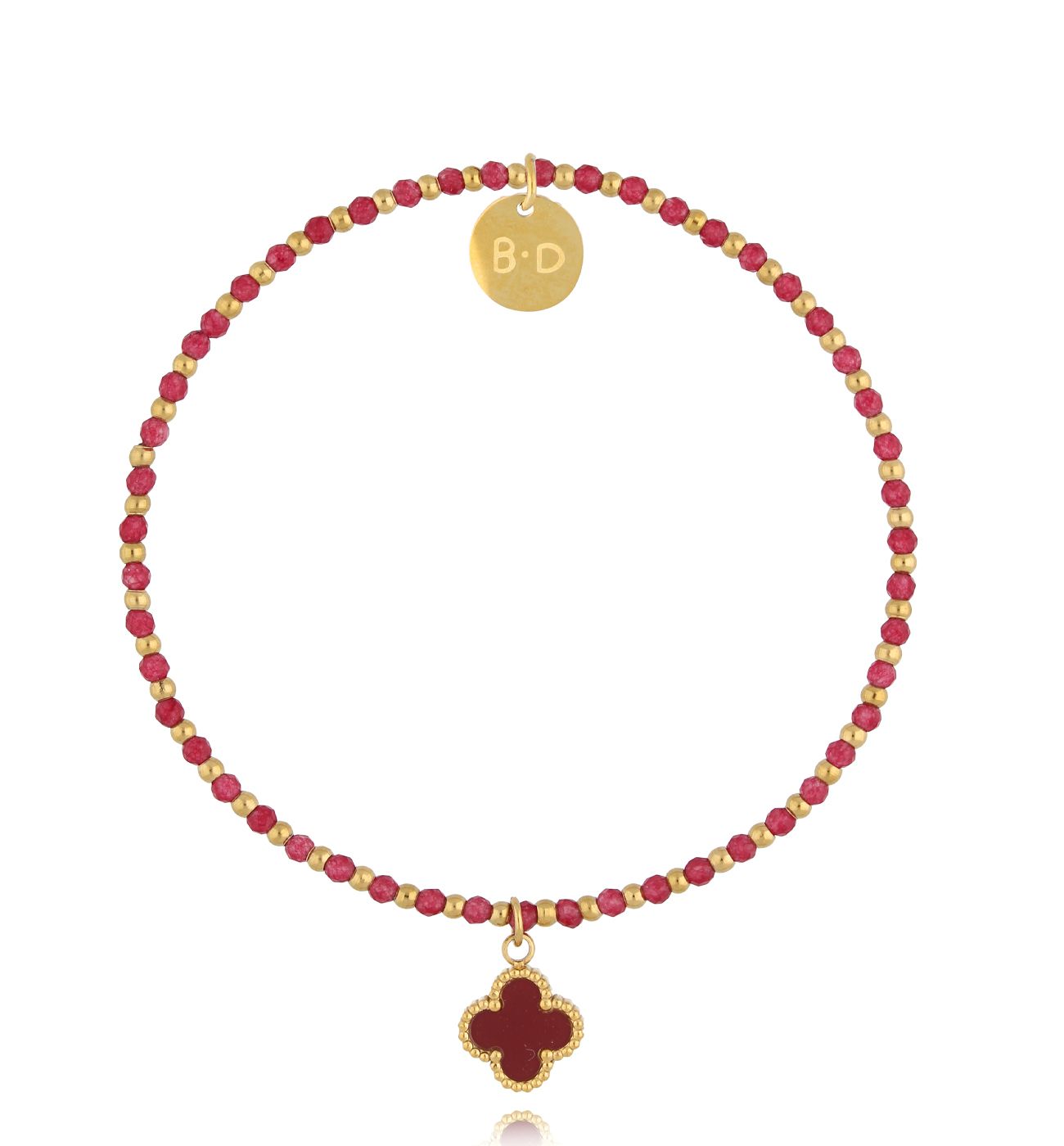 Bransoletka czerwona z koniczynką - By Dziubeka