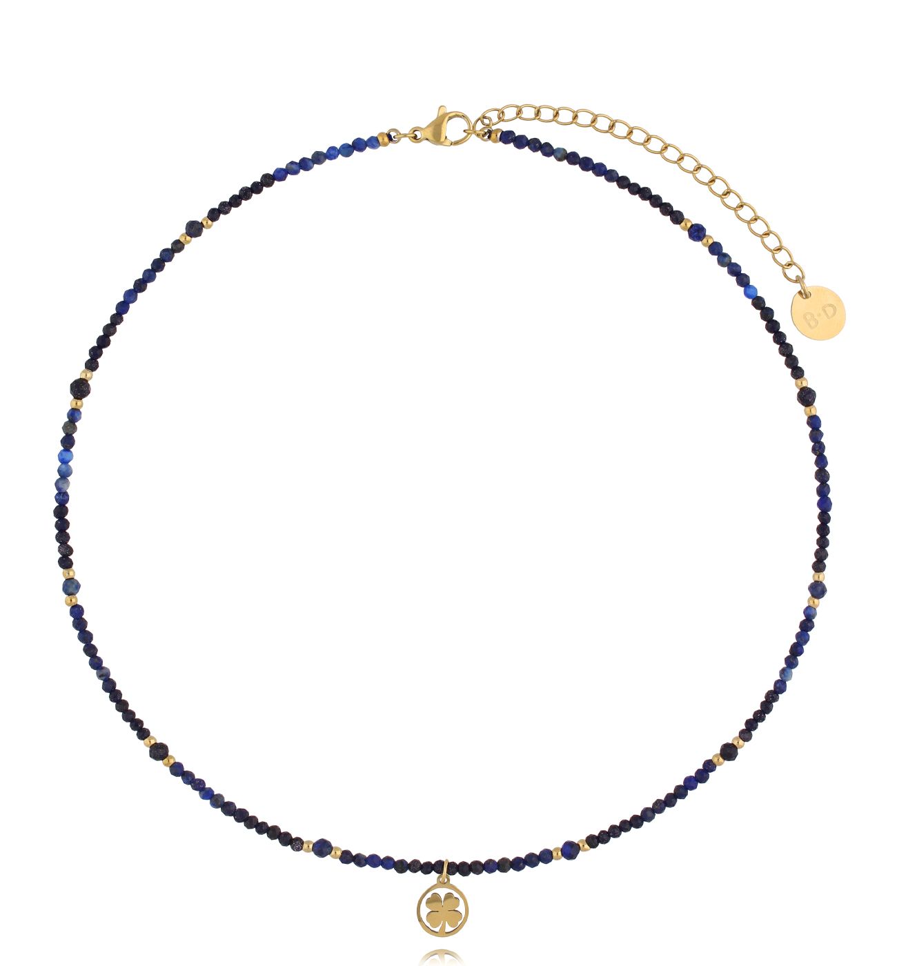 Naszyjnik z lapisami i koniczynką NTW1311