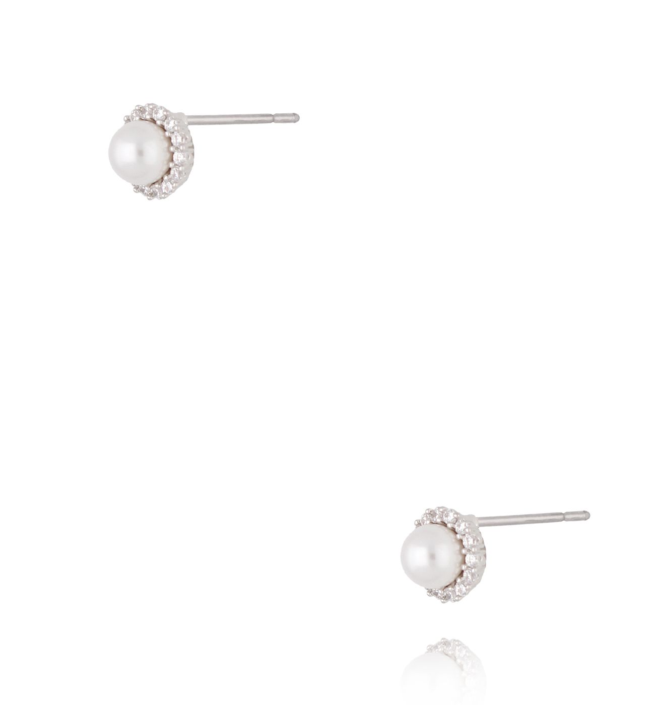Kolczyki z perłami i cyrkoniami srebrne KLU0077 - By Dziubeka
