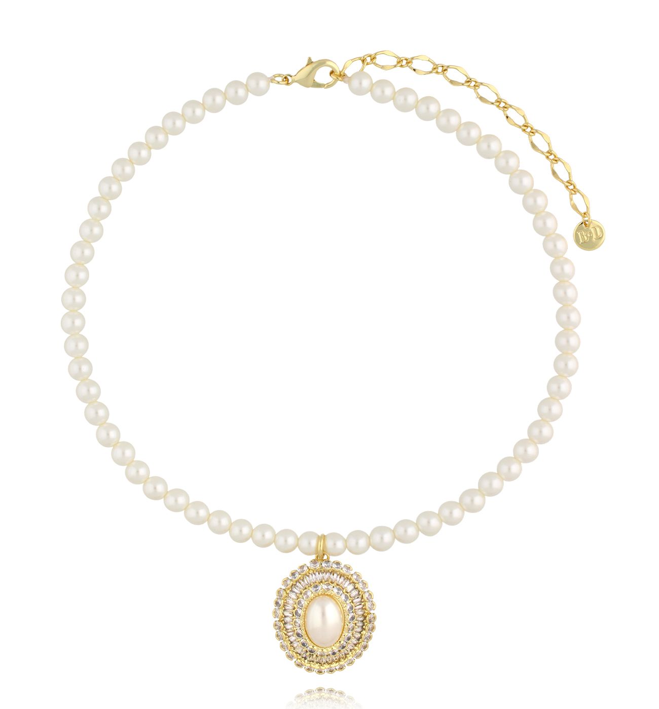 Naszyjnik z perłami i wisiorkiem Pearl Halo - By Dziubeka