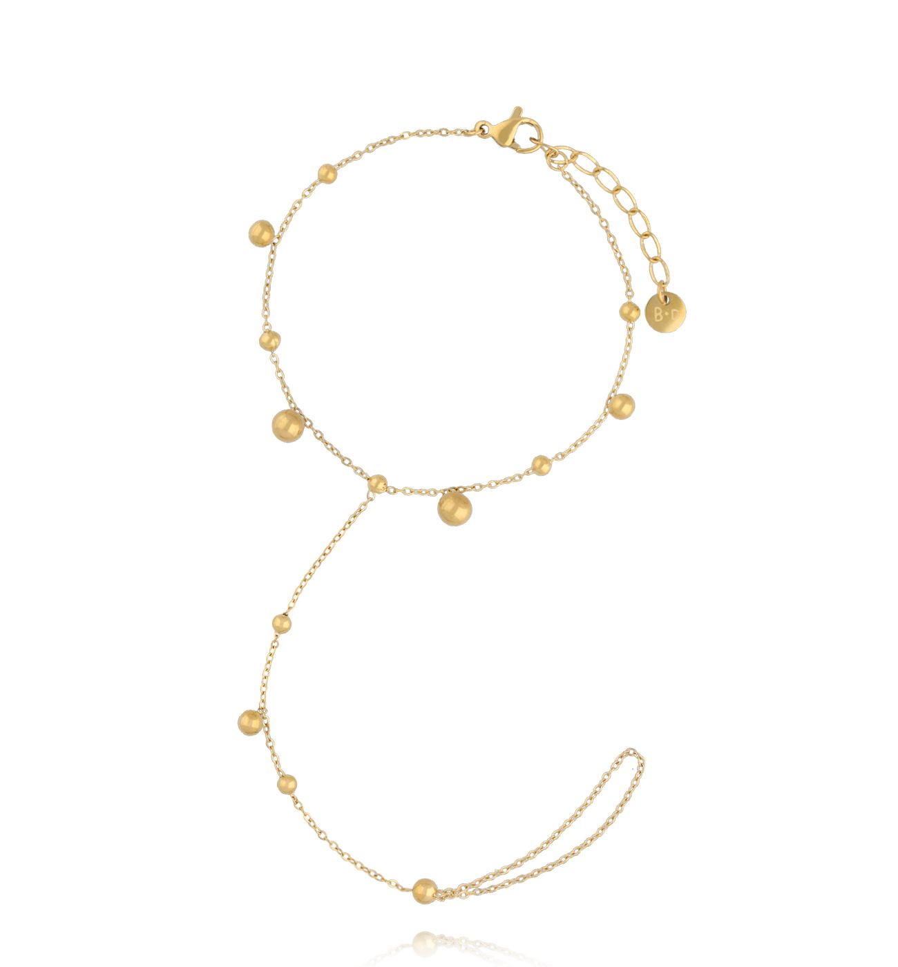 Bransoletka z pierścionkiem z kuleczkami złota BSY0417