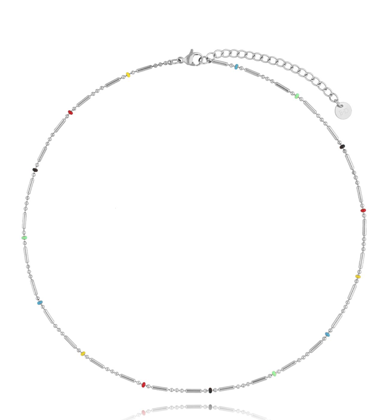 Naszyjnik kolorowy z emalią jubilerską srebrny Pure Steel - By Dziubeka