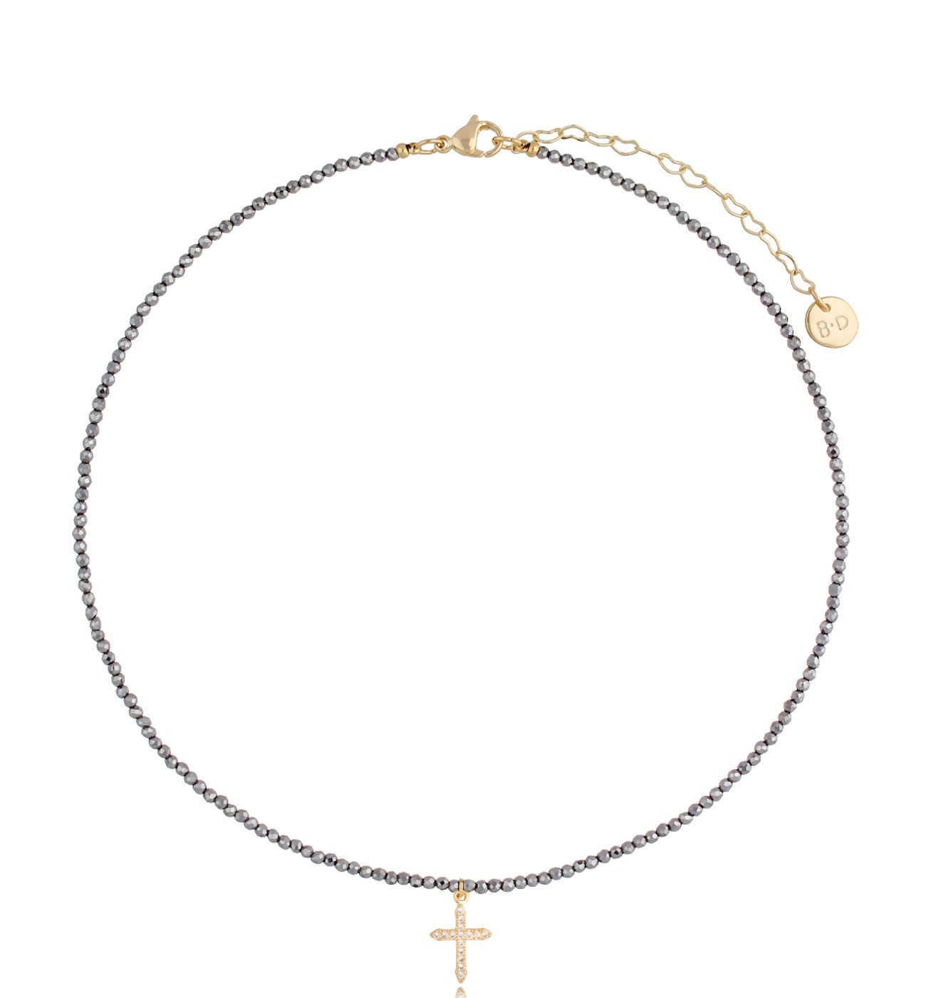 Naszyjnik z hematytami i krzyżykiem Lifestyle - By Dziubeka
