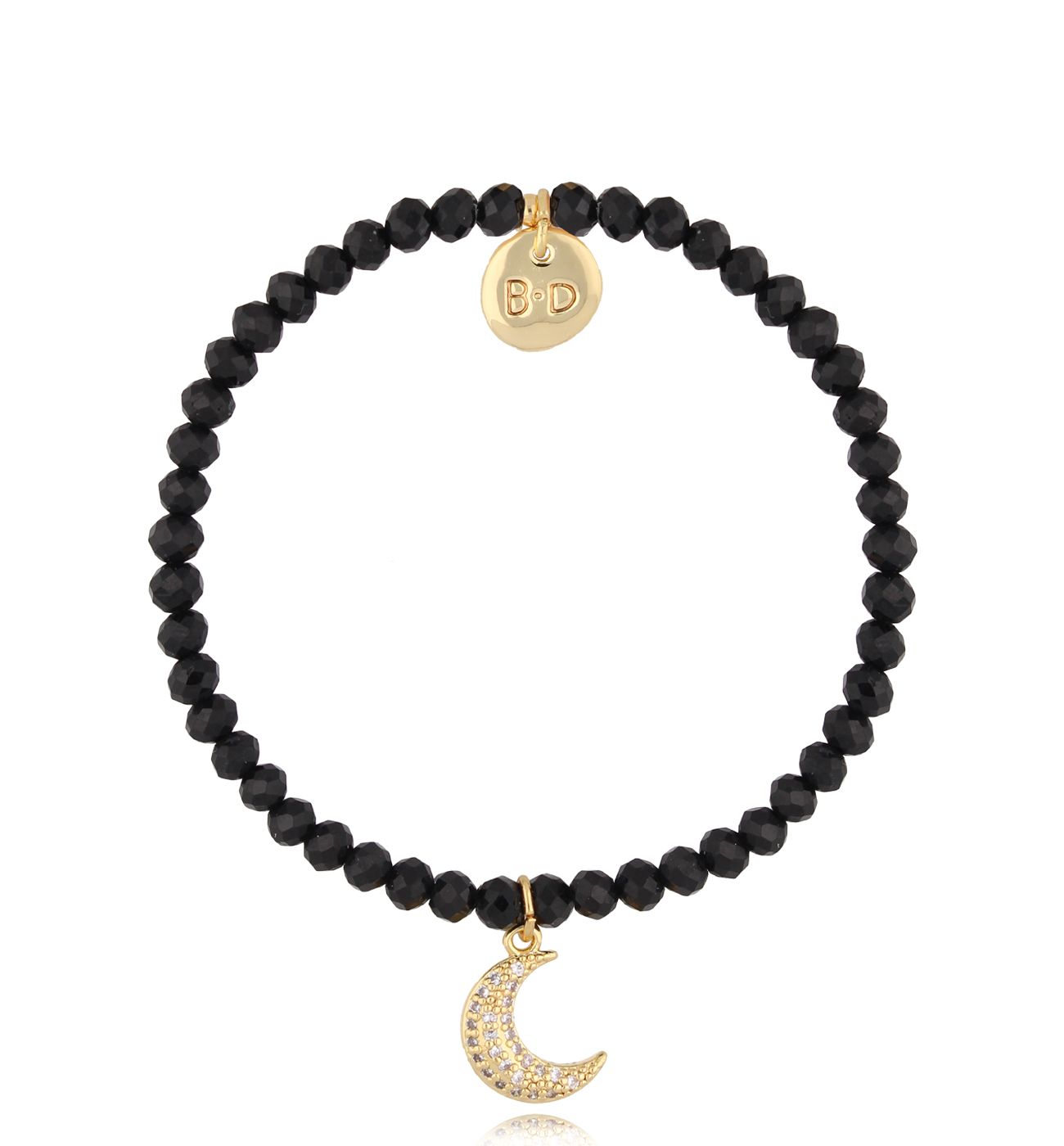 Bransoletka z czarnymi turmalinami i księżycem Lifestyle - By Dziubeka
