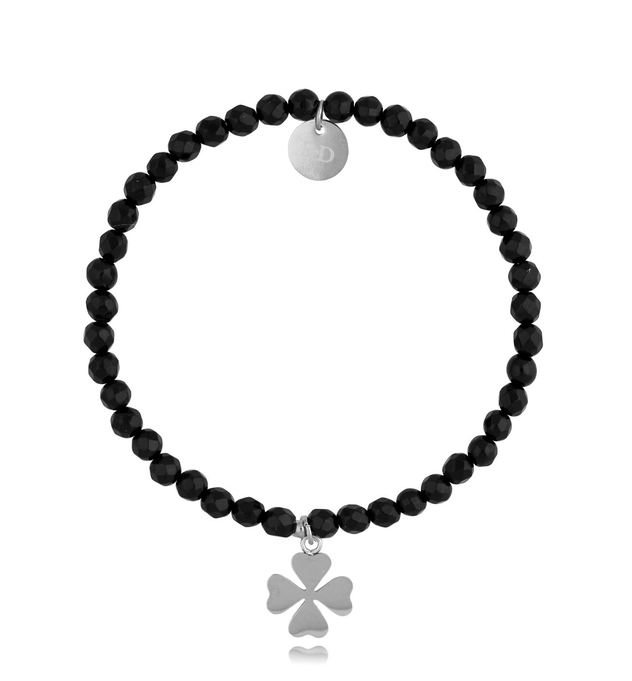 Bransoletka czarna z koniczynką Serene - By Dziubeka