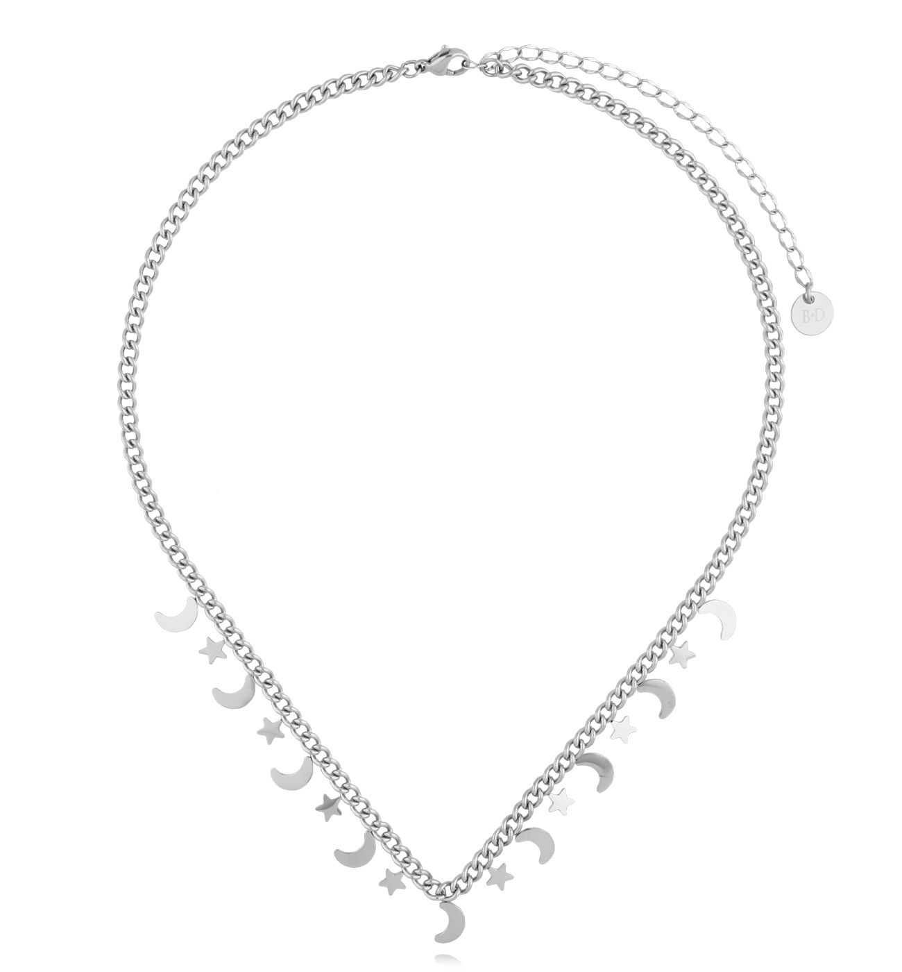 Naszyjnik z księżycami i gwiazdkami srebrny - By Dziubeka