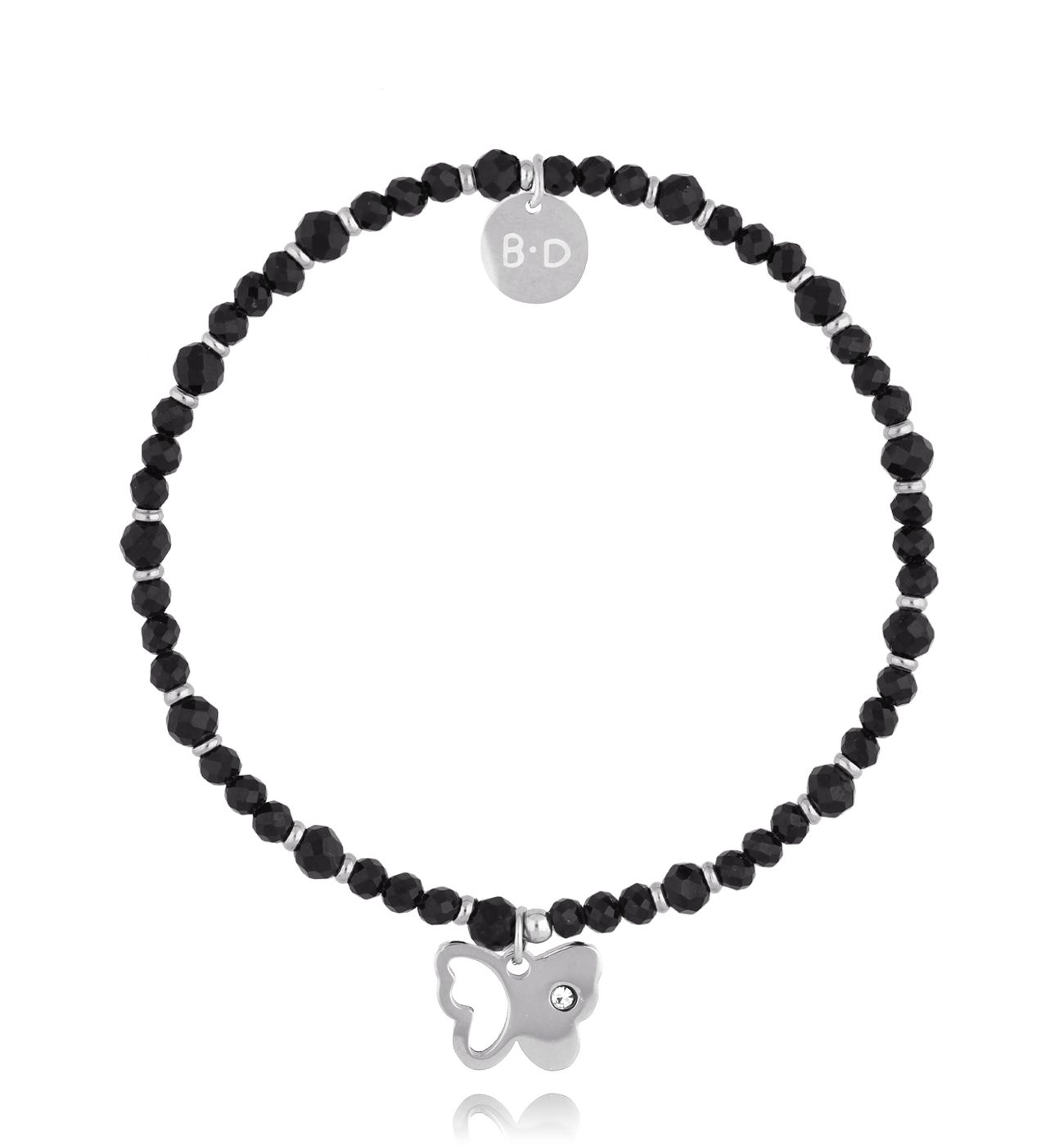 Bransoletka z turmalinami i srebrnym motylkiem BTW2732