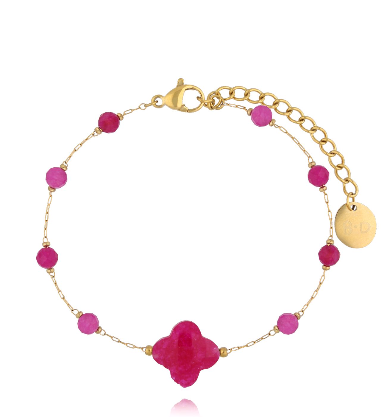 Bransoletka z koniczynką i jadeitami - By Dziubeka