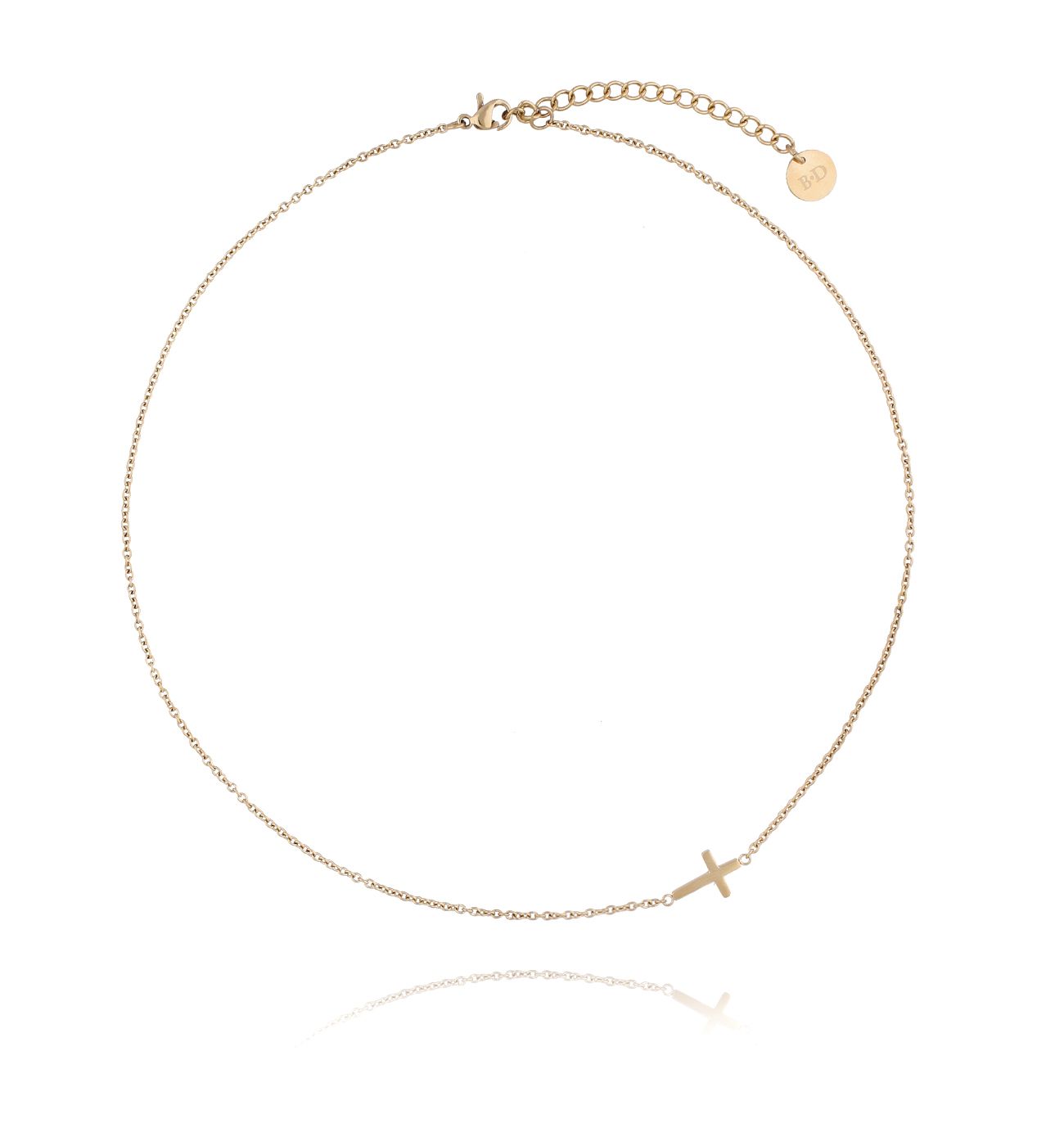 Naszyjnik złoty z krzyżykiem ze stali szlachetnej - By Dziubeka