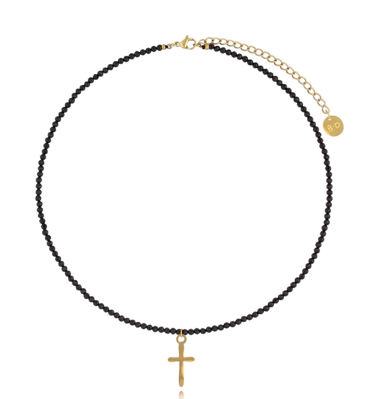 Naszyjnik z turmalinami i złotym krzyżykiem Giselle - By Dziubeka