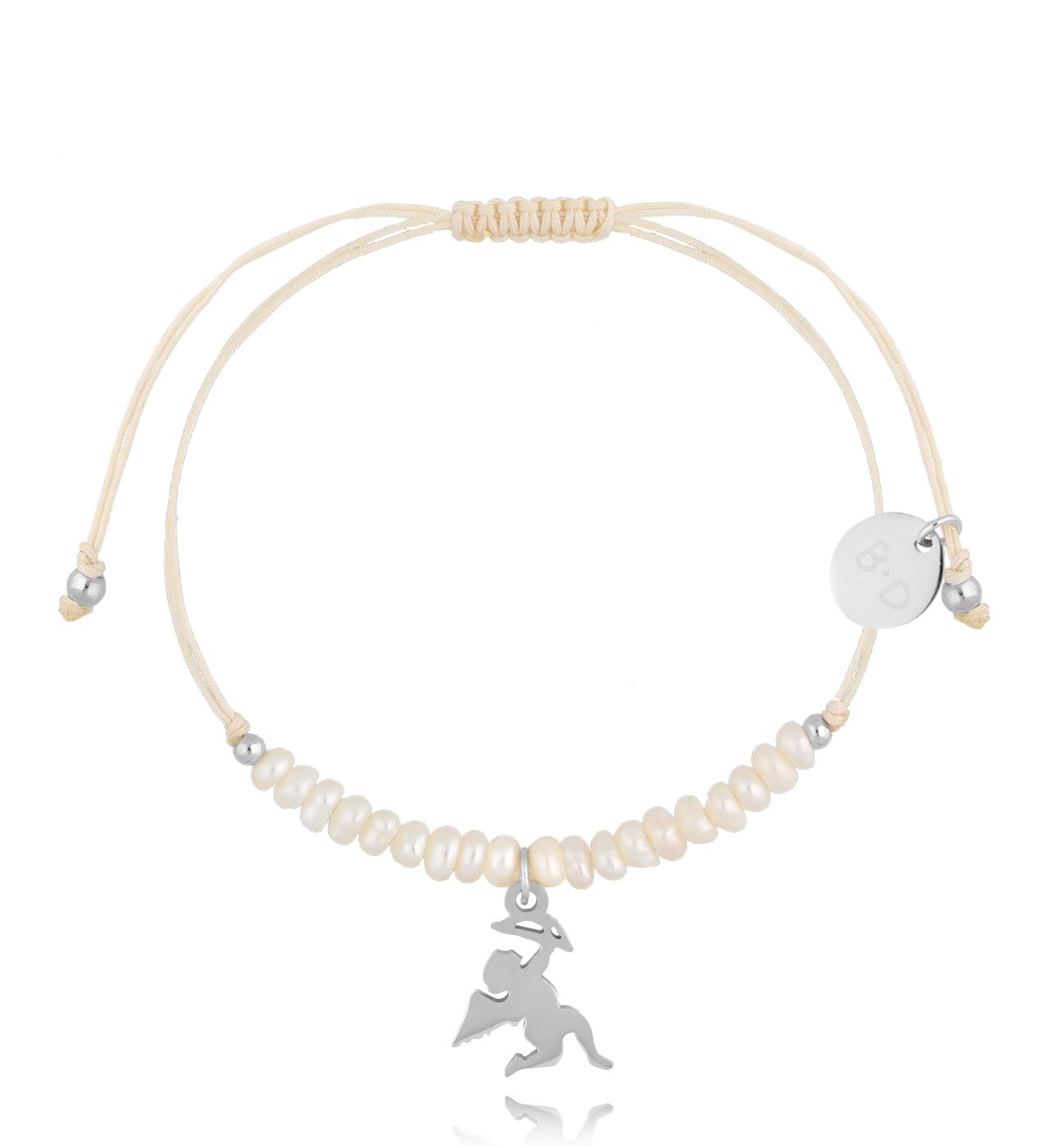 Bransoletka z perełkami i srebrną zawieszką Feliz BMT0074 - By Dziubeka