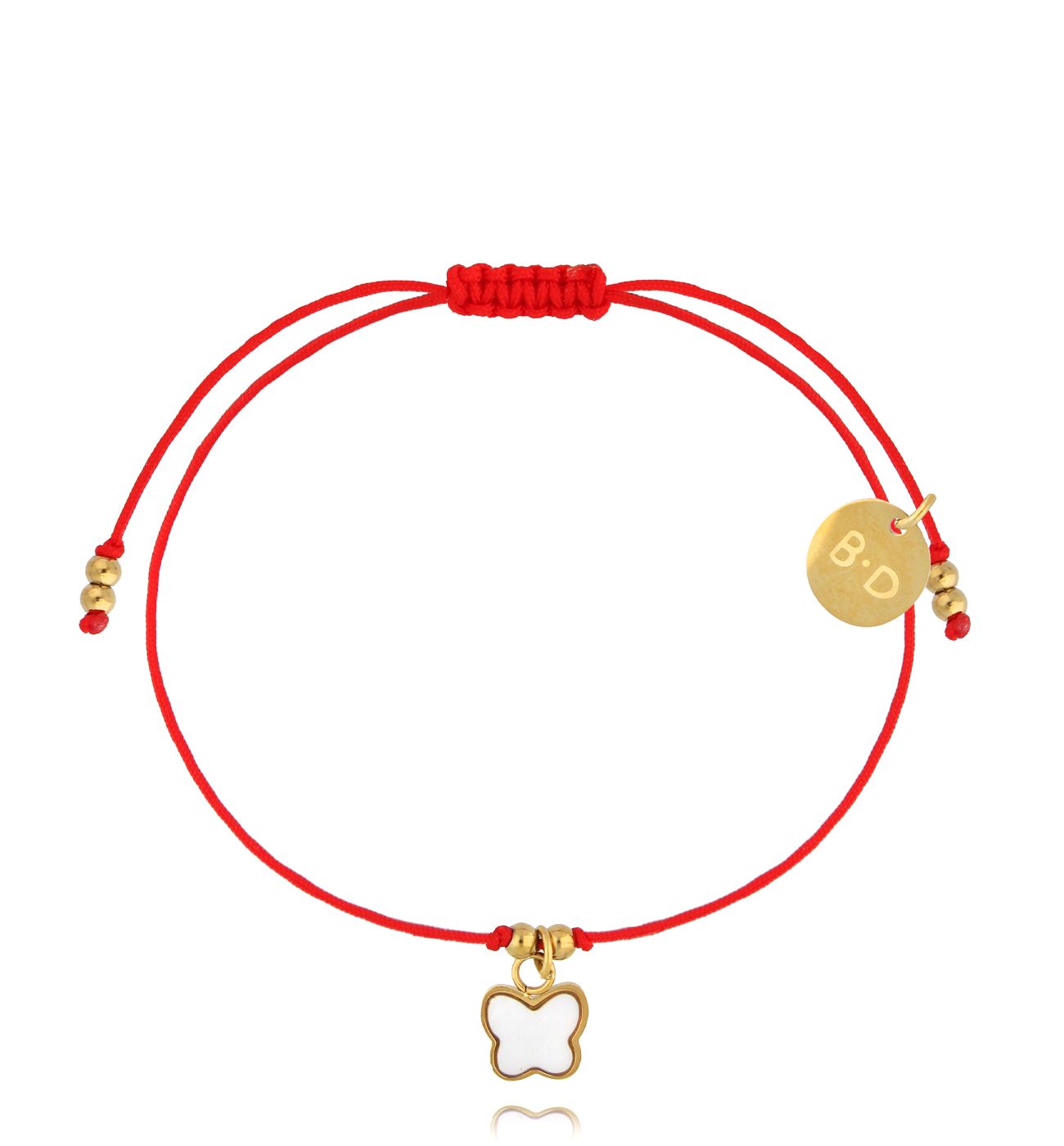 Bransoletka z czerwonym sznurkiem i motylkiem BGL1024 - By Dziubeka