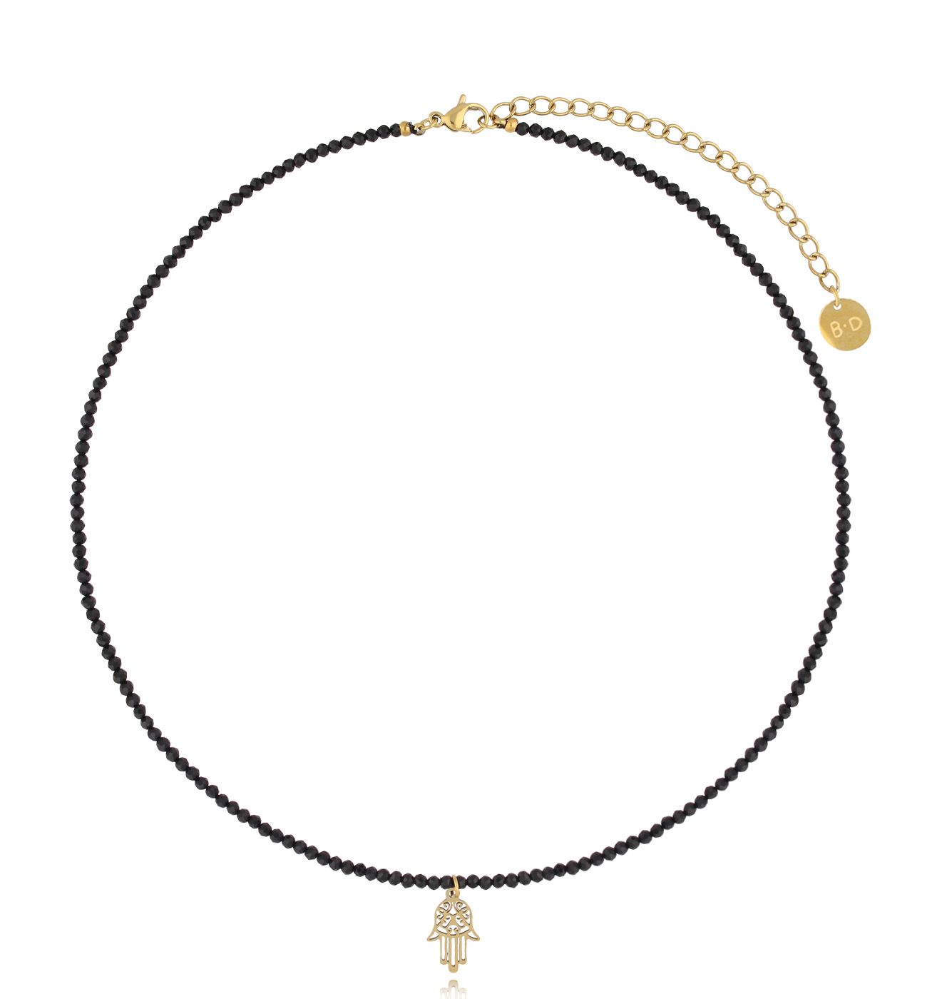 Naszyjnik z czarnymi turmalinami i ręką Fatimy Lifestyle NTW1113