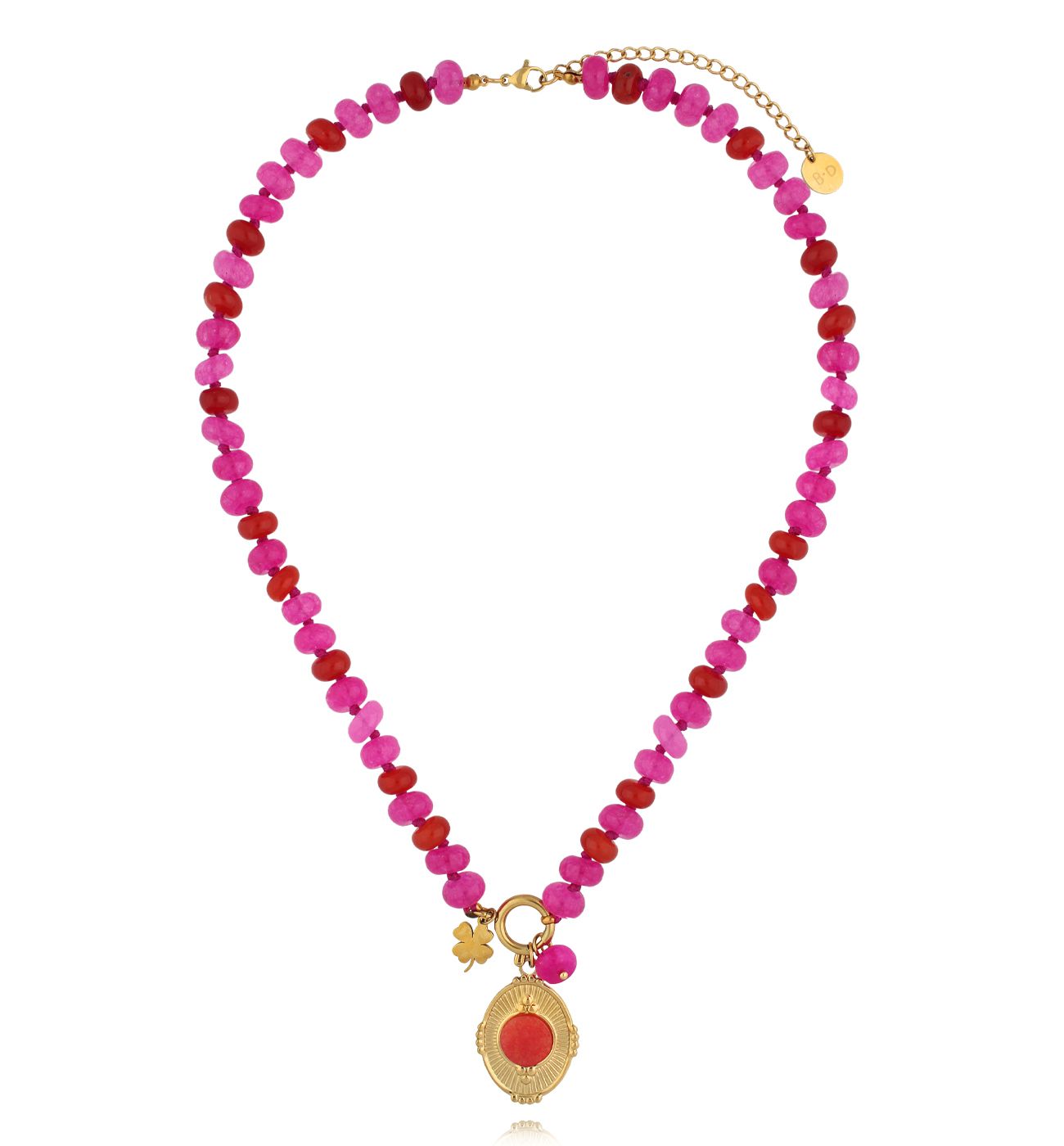 Naszyjnik różowy z agatami - By Dziubeka