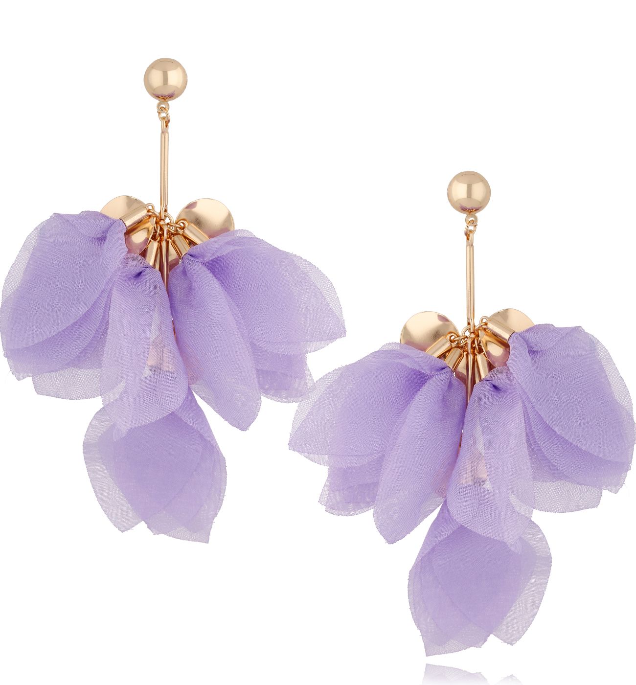 Kolczyki z szyfonu lilowe Tropic - By Dziubeka