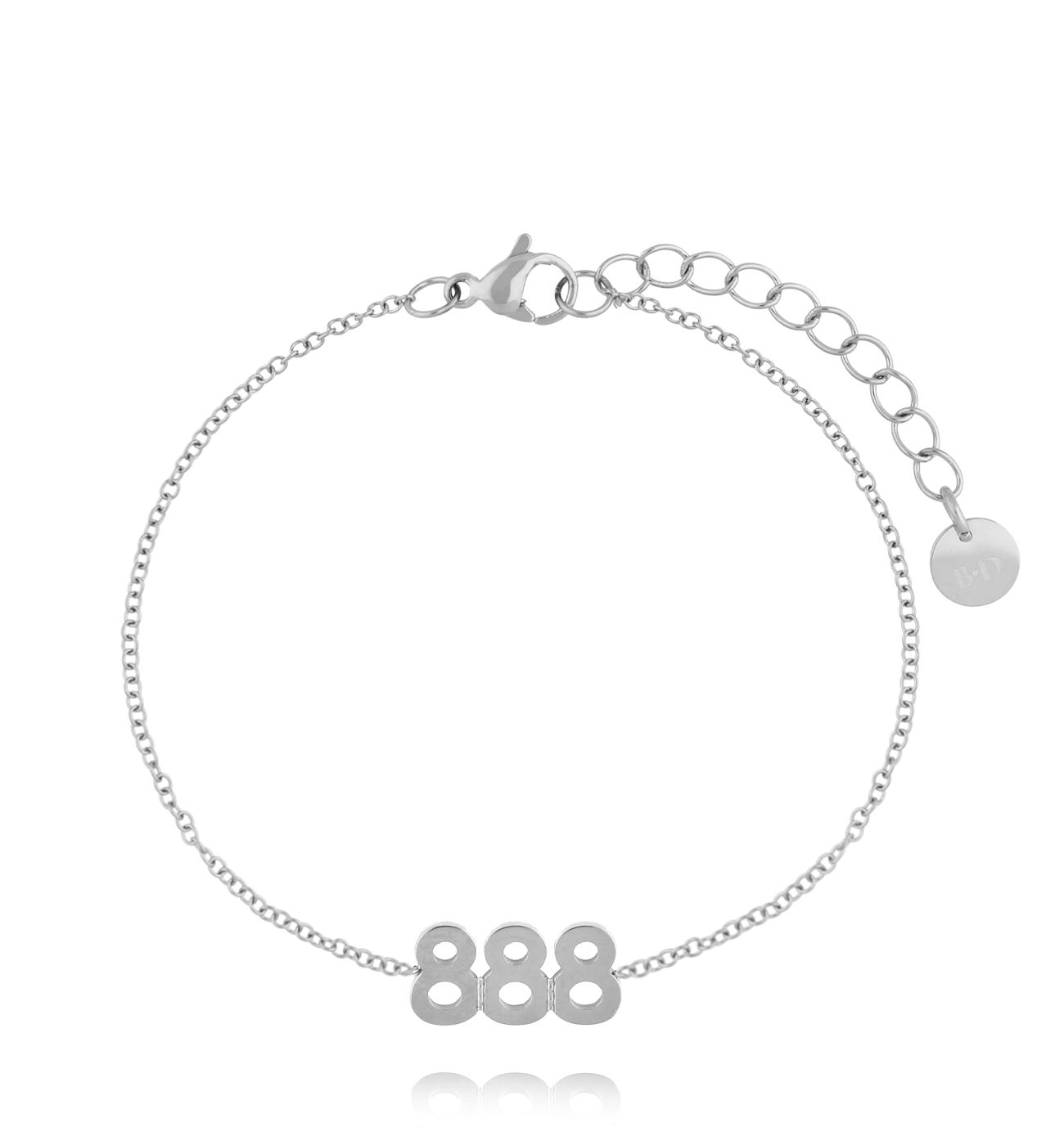 Bransoletka z anielską liczbą 888 srebrna - By Dziubeka