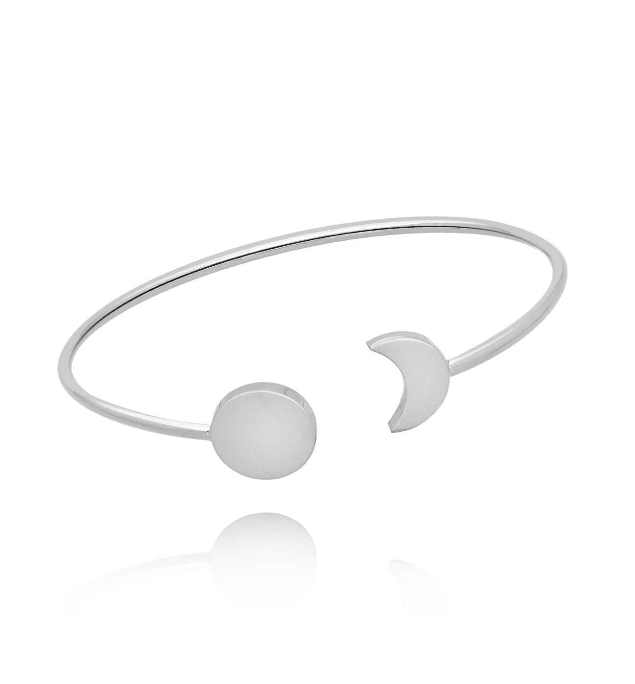 Bransoletka srebrna obręcz z księżycem Two Moons BSA0489