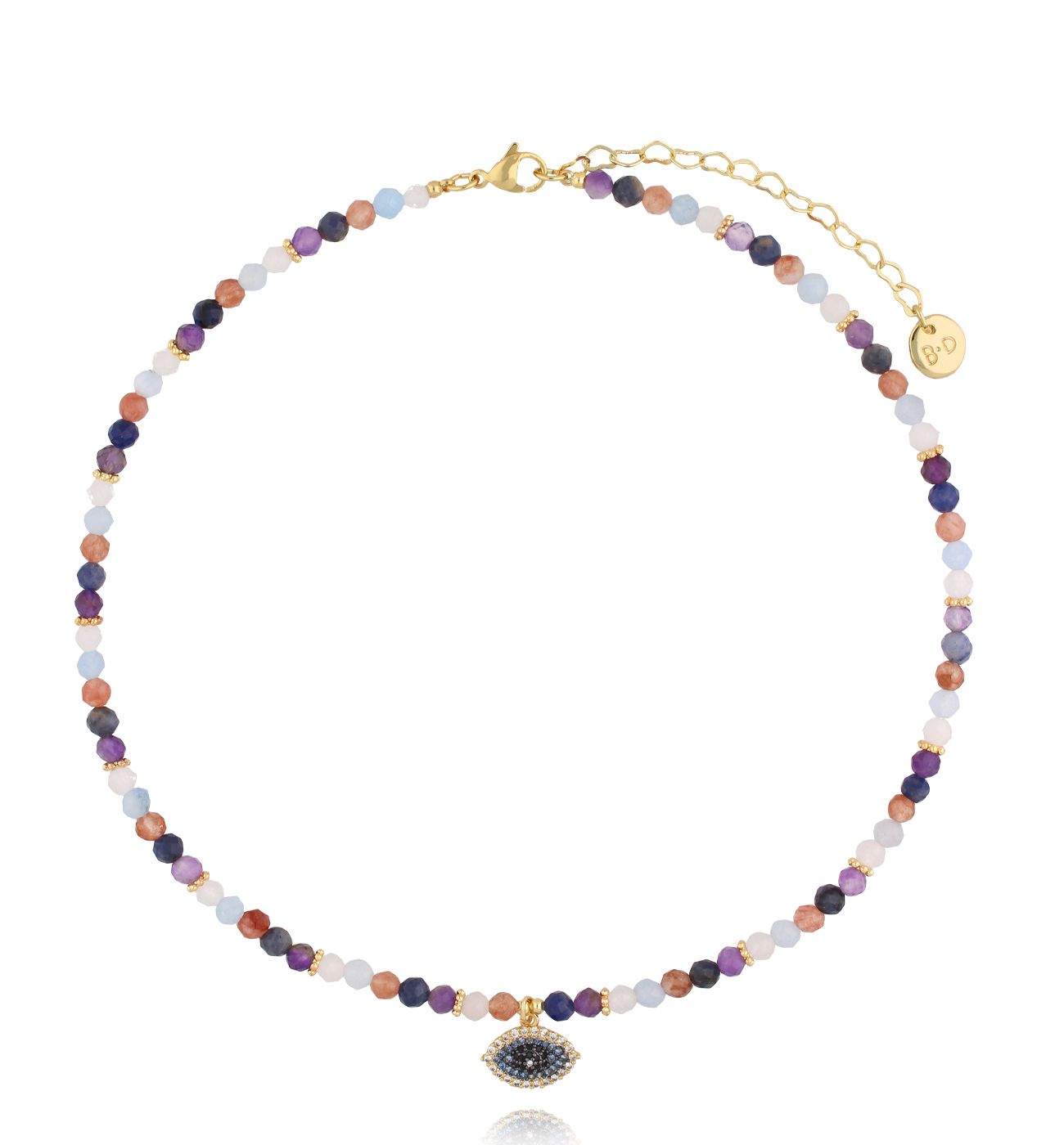 Naszyjnik z kamieniami i okiem - By Dziubeka