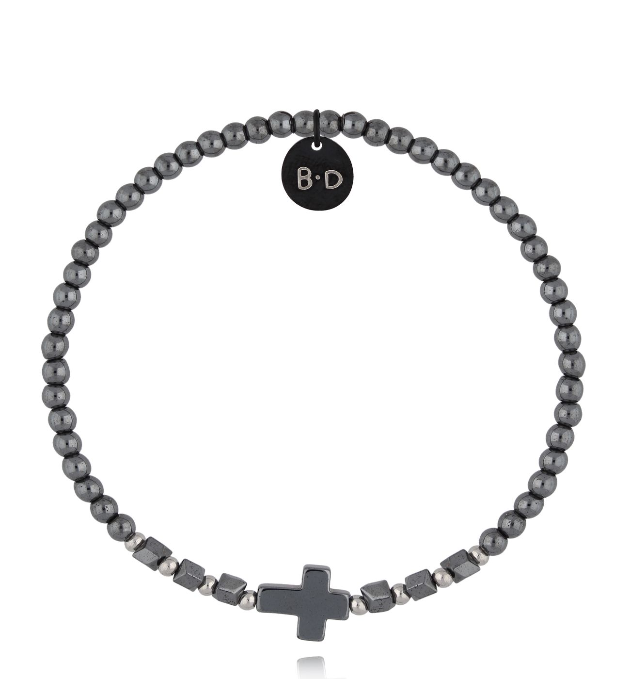 Bransoletka z hematytami i krzyżykiem - By Dziubeka