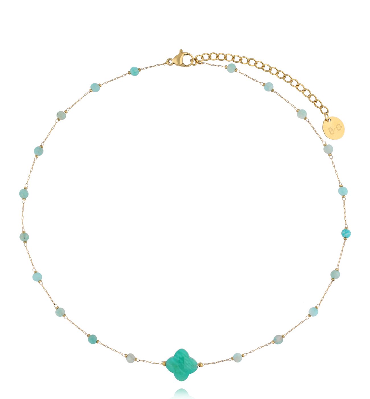 Naszyjnik z koniczynką i amazonitami - By Dziubeka