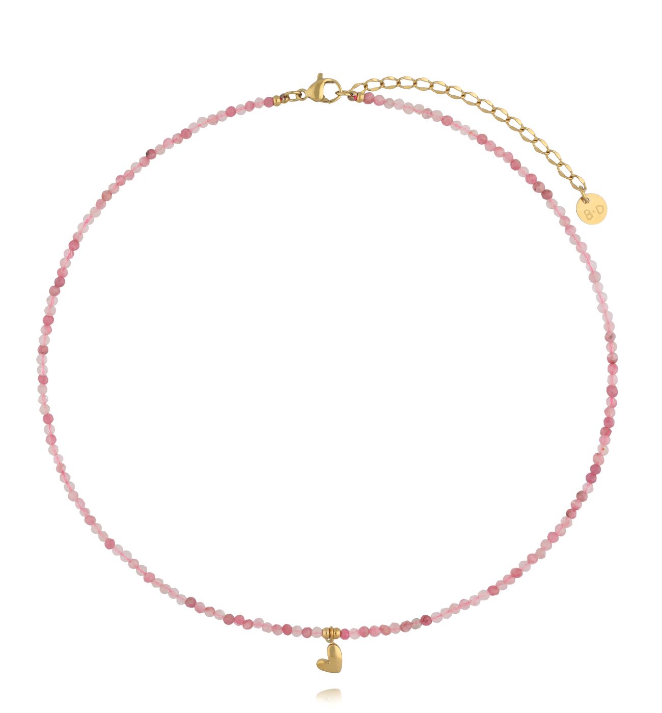 Naszyjnik z agatami i złotym sercem - By Dziubeka