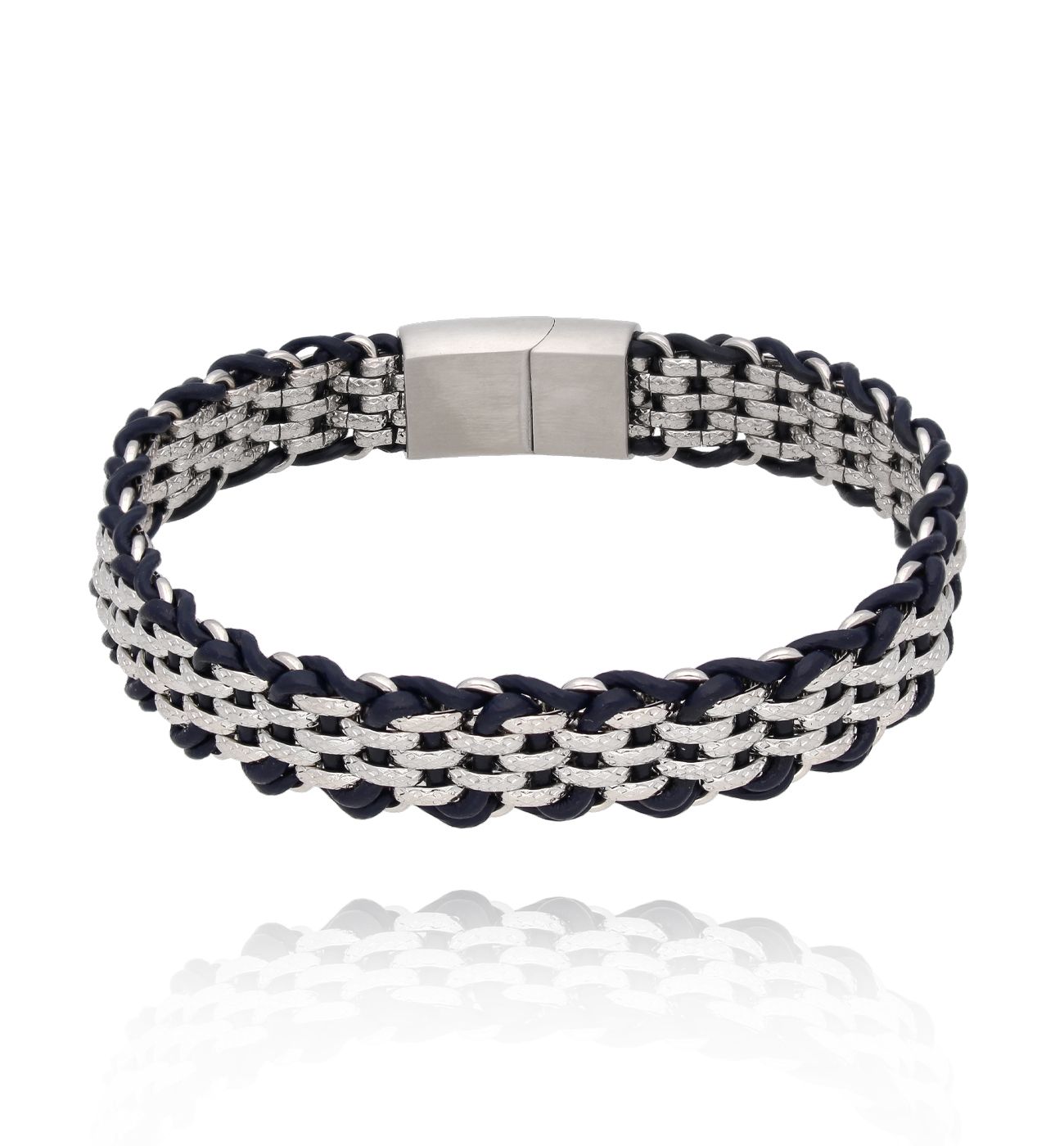 Bransoletka męska granatowa z łańcuchem Cnut 74 - By Dziubeka