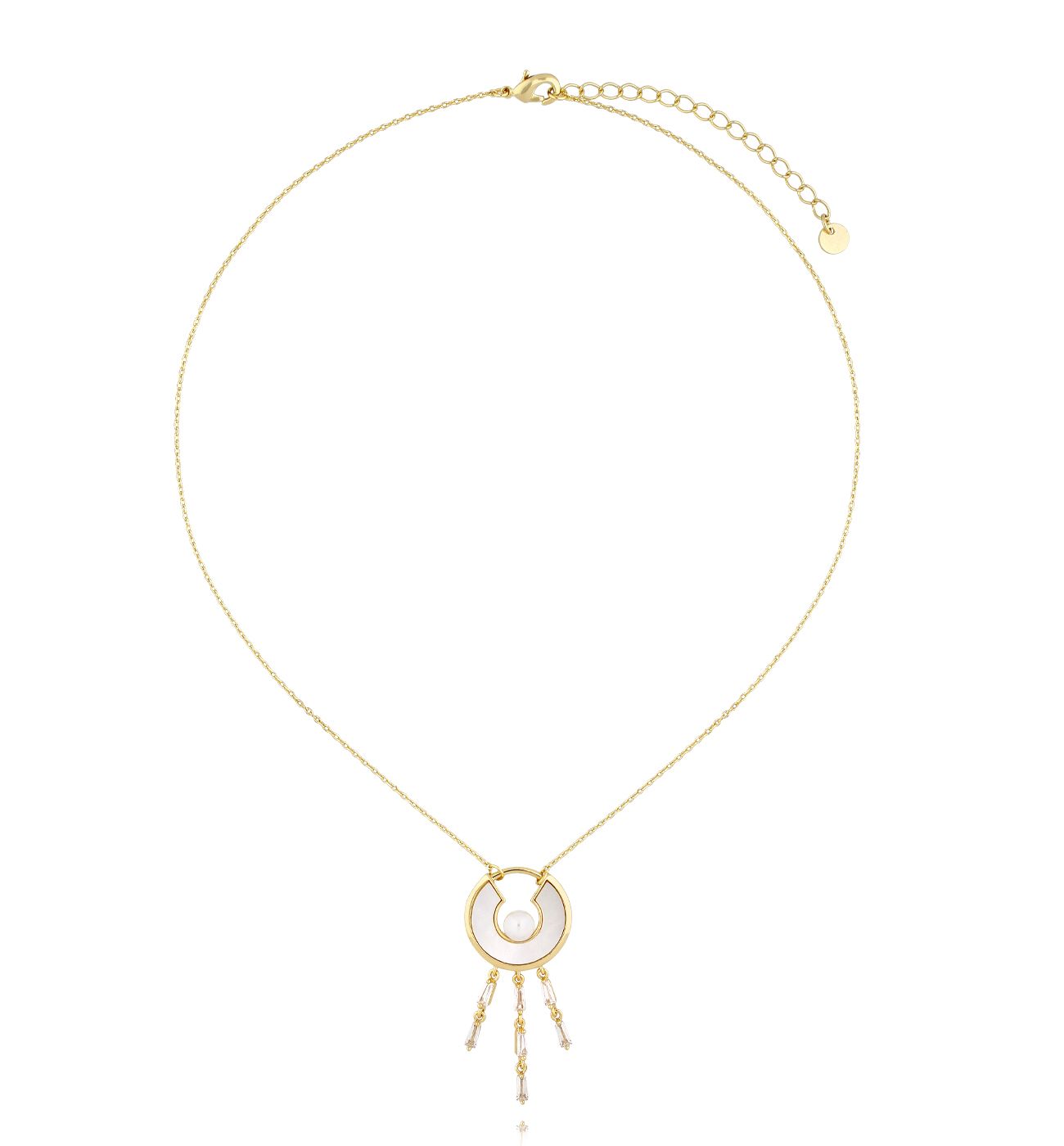 Naszyjnik z zawieszką z masą perłową złoty NLU0009