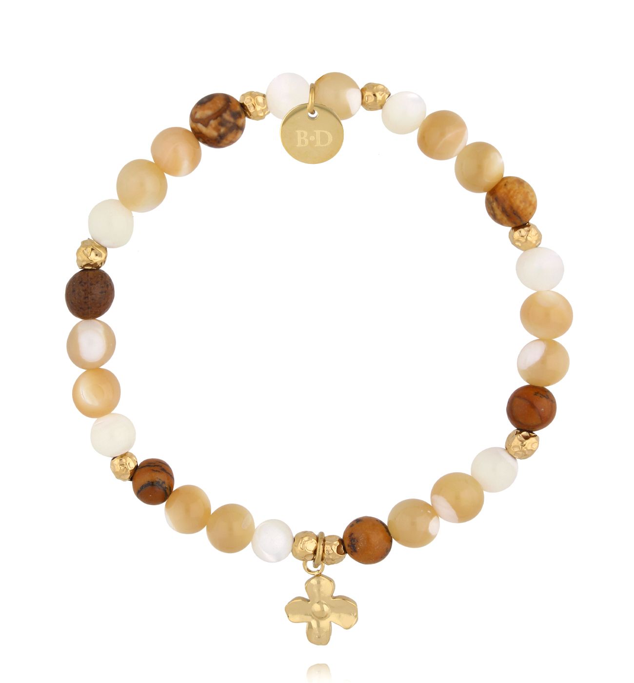 Bransoletka w odcieniach miodu z zawieszką w kształcie kwiatka - By Dziubeka