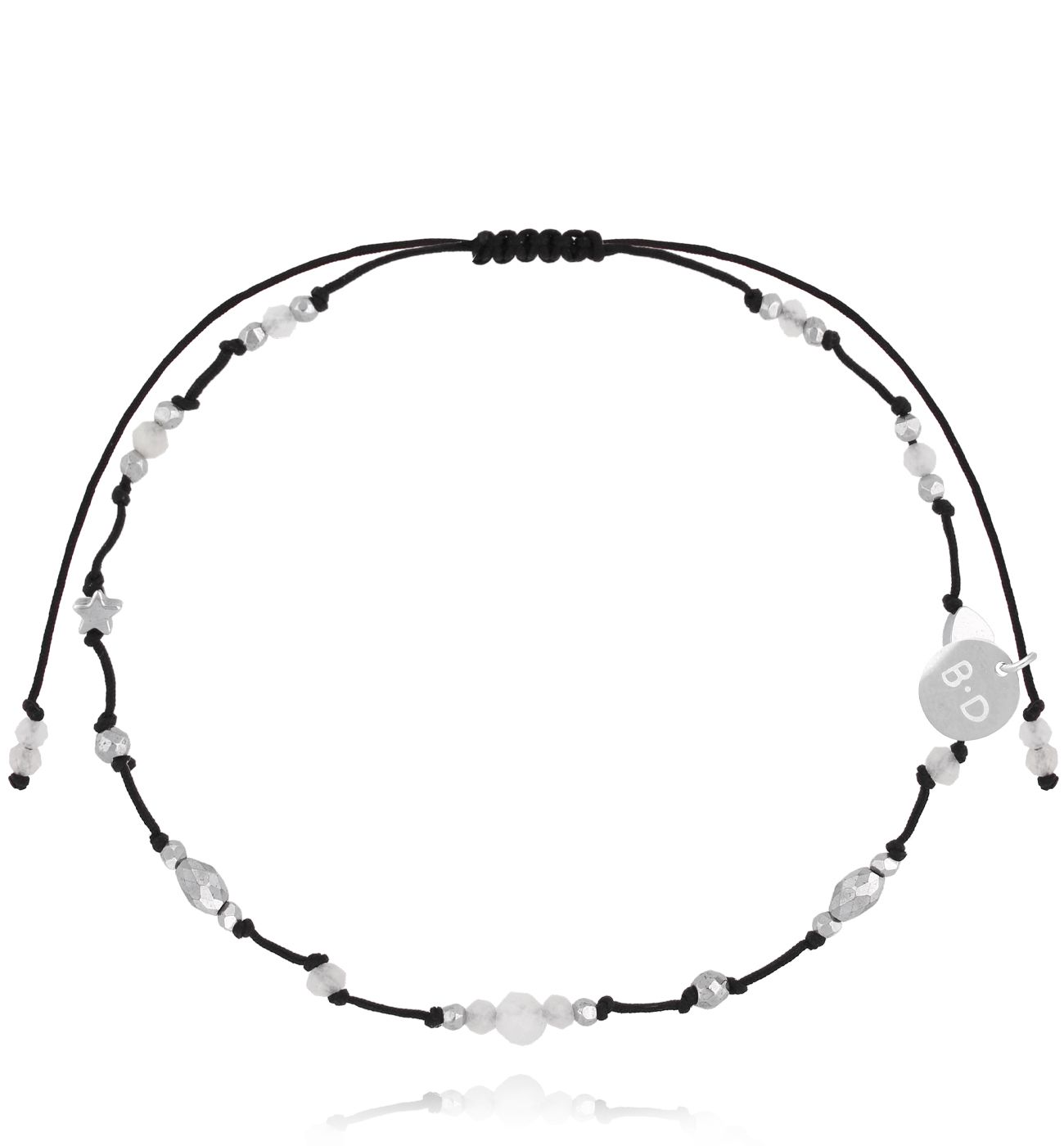 Bransoletka na nogę z czarnym sznurkiem BNMT0008