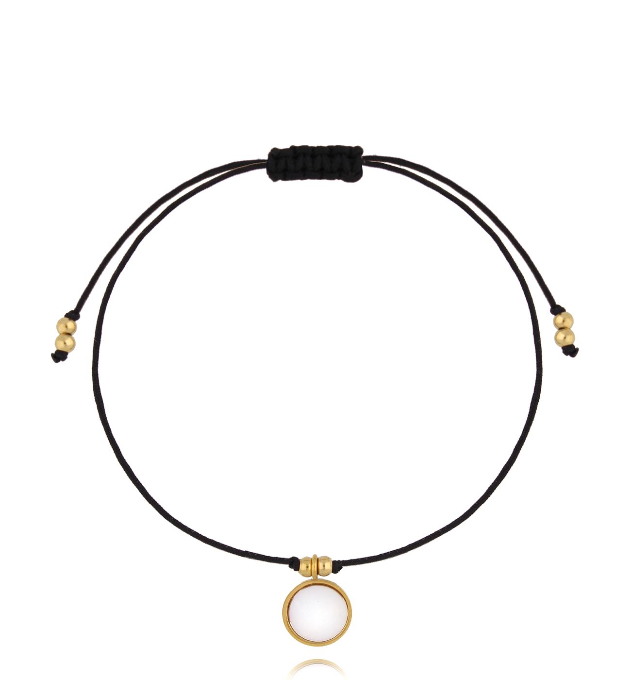 Bransoletka z czarnym sznurkiem i kółkiem BGL1030 - By Dziubeka