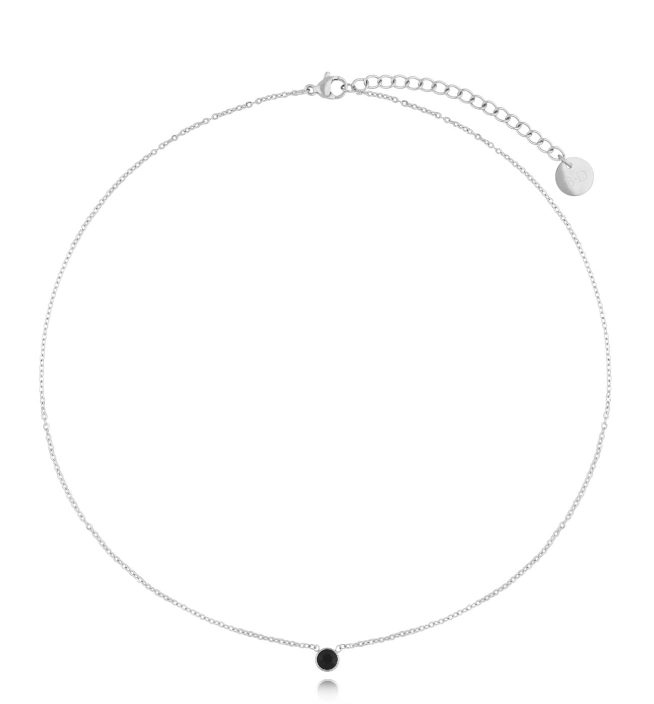 Naszyjnik srebrny z czarną cyrkonią Black Dot - By Dziubeka