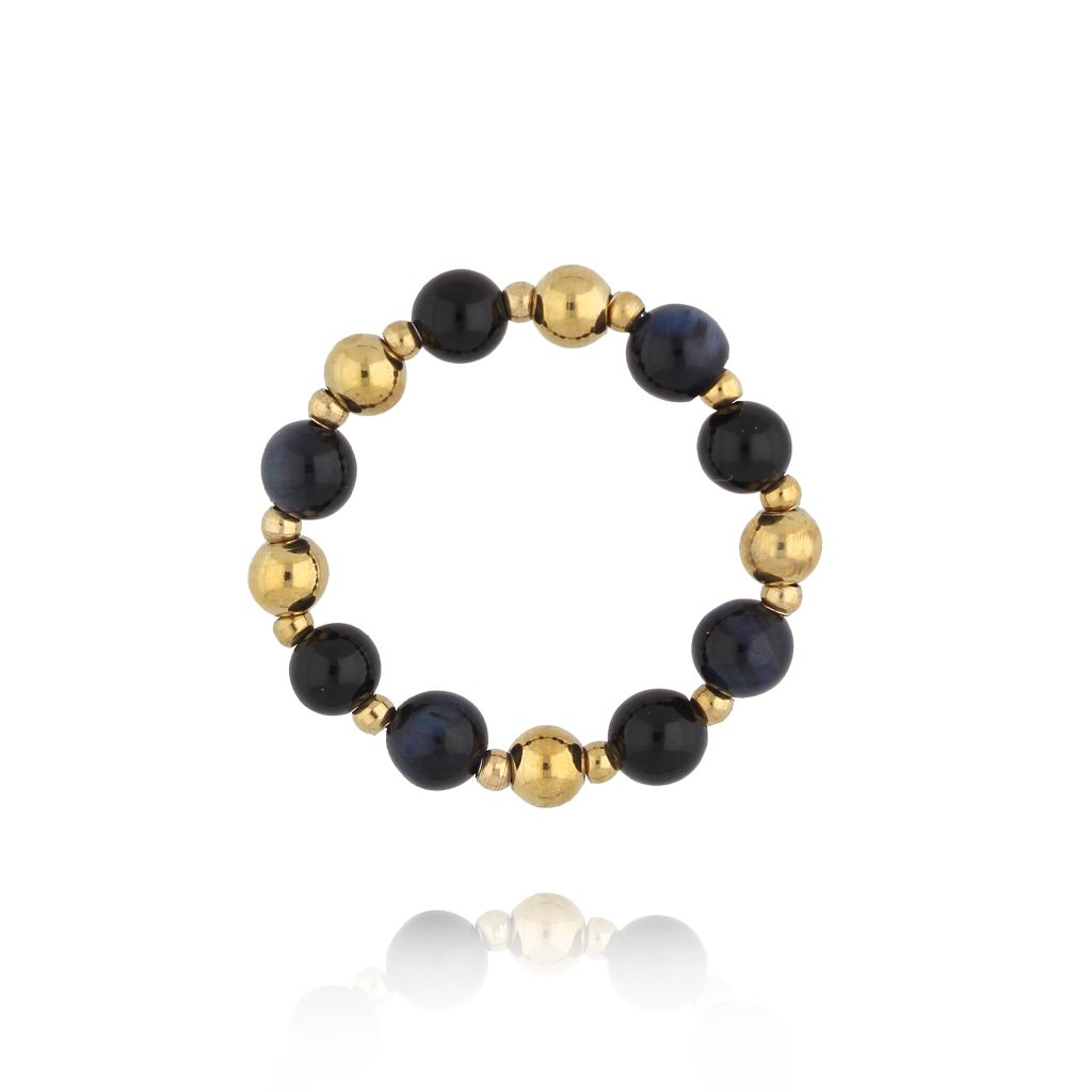 Pierścionek z agatami i tygrysim okiem PPA0067 - By Dziubeka