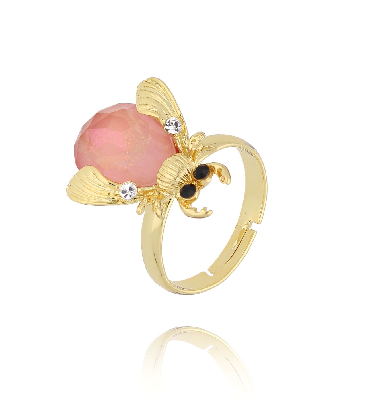 Pierścionek z brzoskwiniowym owadem Midnight PMI0126 - By Dziubeka