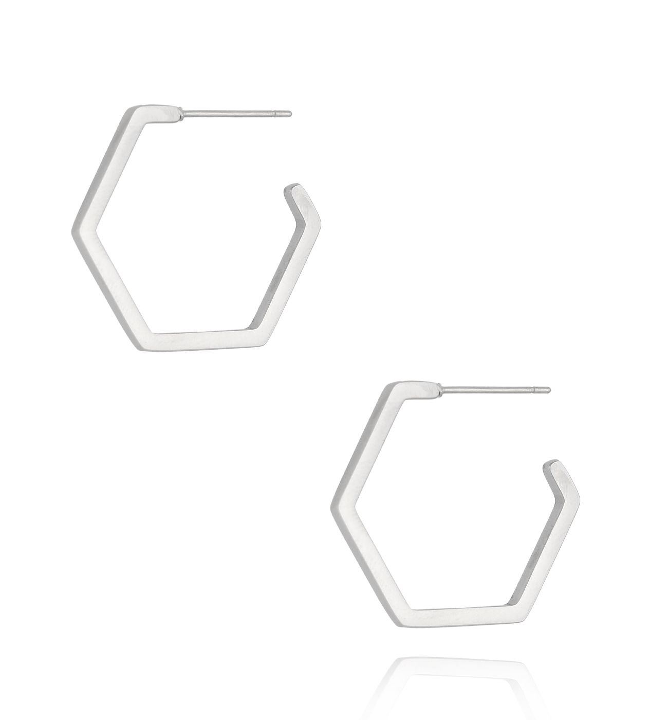Kolczyki sześciokąty srebrne duże Hexagon KSA1022