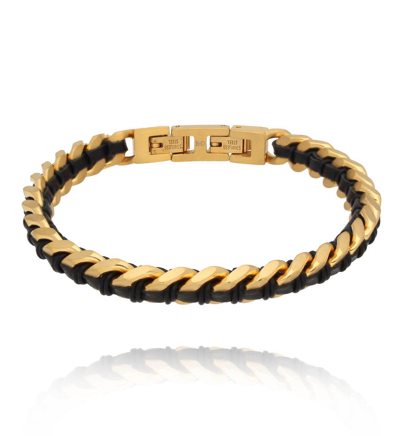 Bransoletka męska z łańcuchem i rzemieniem BMITC0936