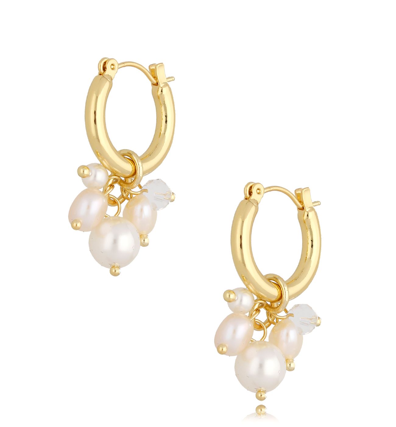 Kolczyki złote z perłami Amber KPE0068