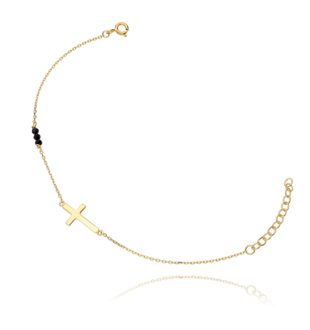 Bransoletka ze srebra pozłacanego kryształki krzyżyk - By Dziubeka