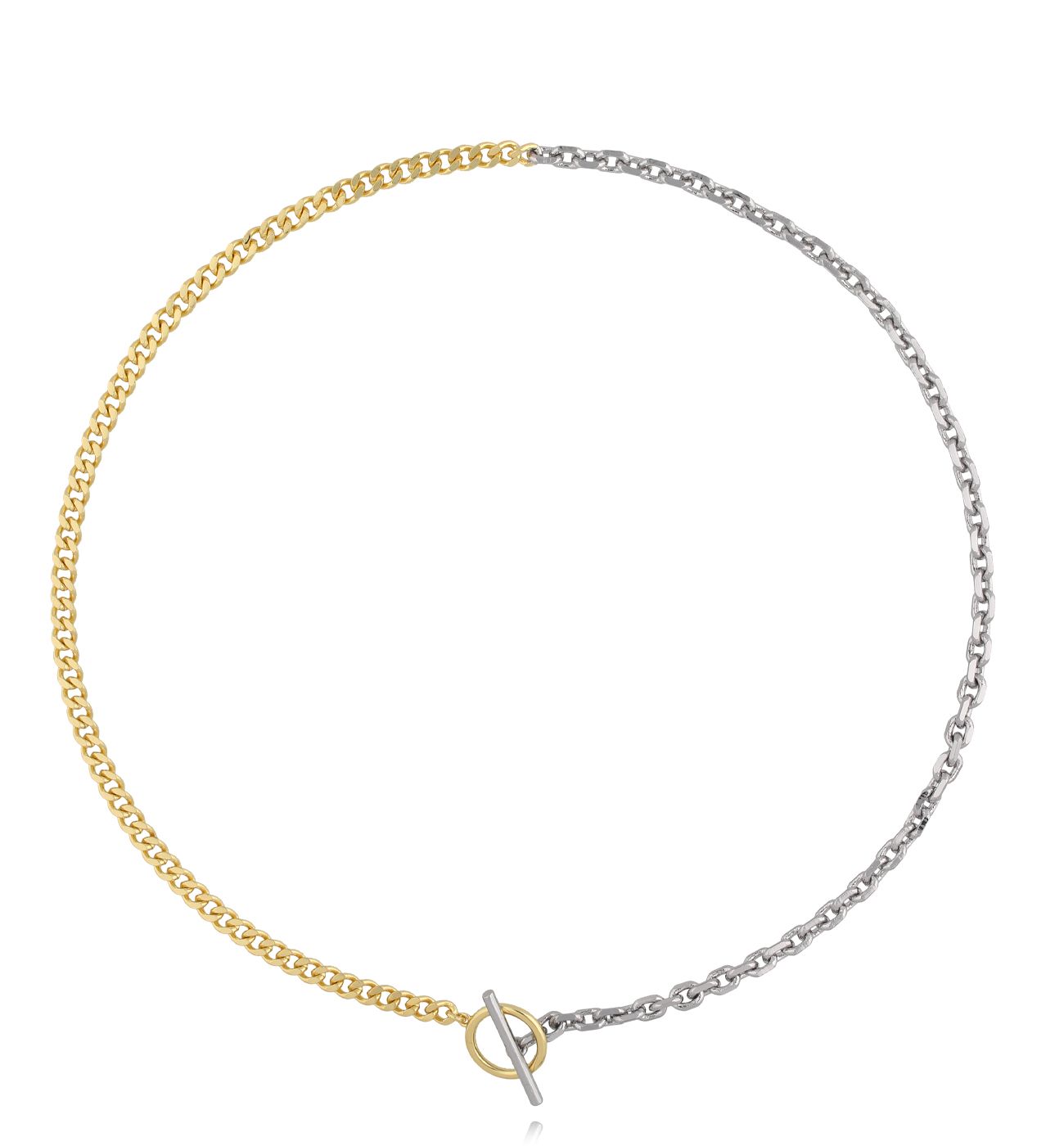 Naszyjnik złoto srebrny z okrągłym zapięciem NRG0536